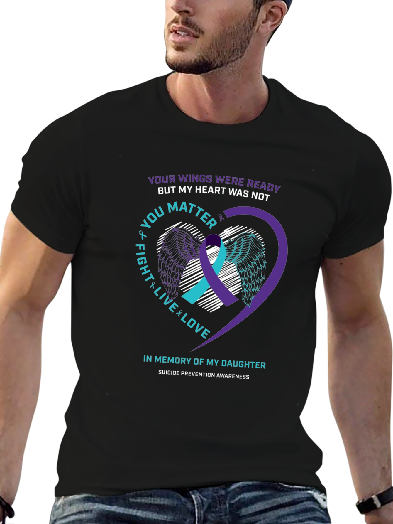Suicide Awareness T-Shirt - Wings & Heart