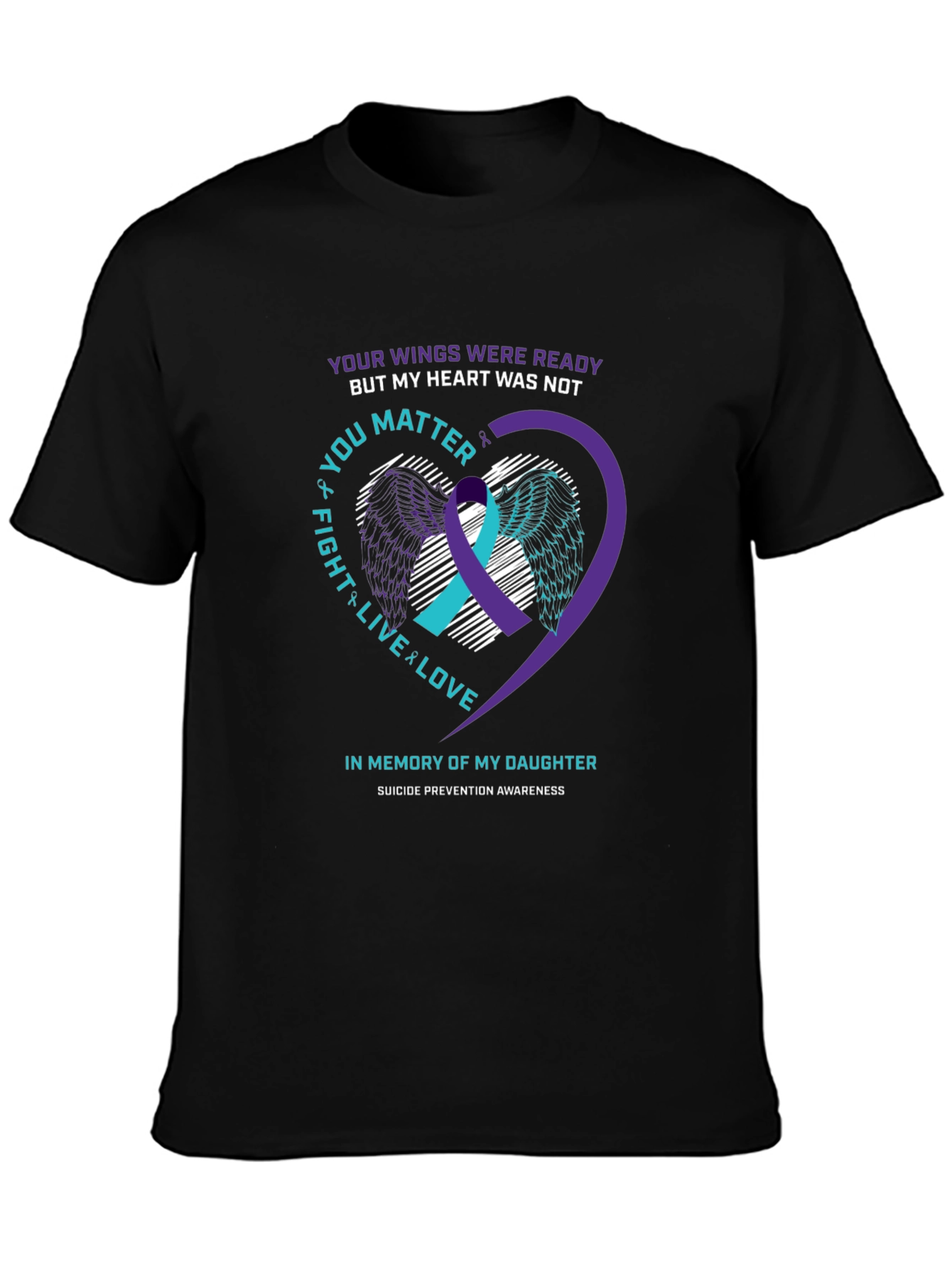 Suicide Awareness T-Shirt - Wings & Heart