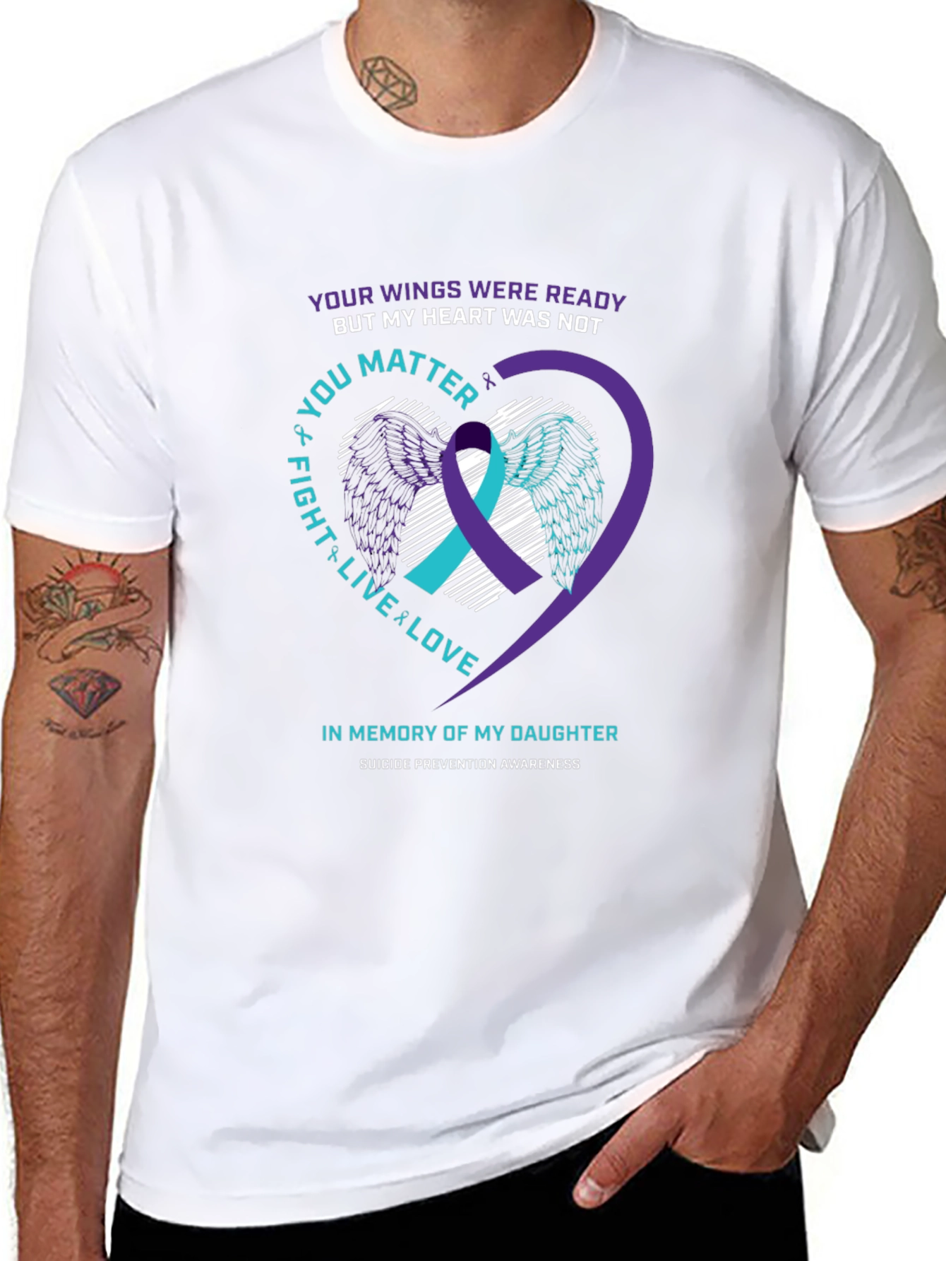 Suicide Awareness T-Shirt - Wings & Heart