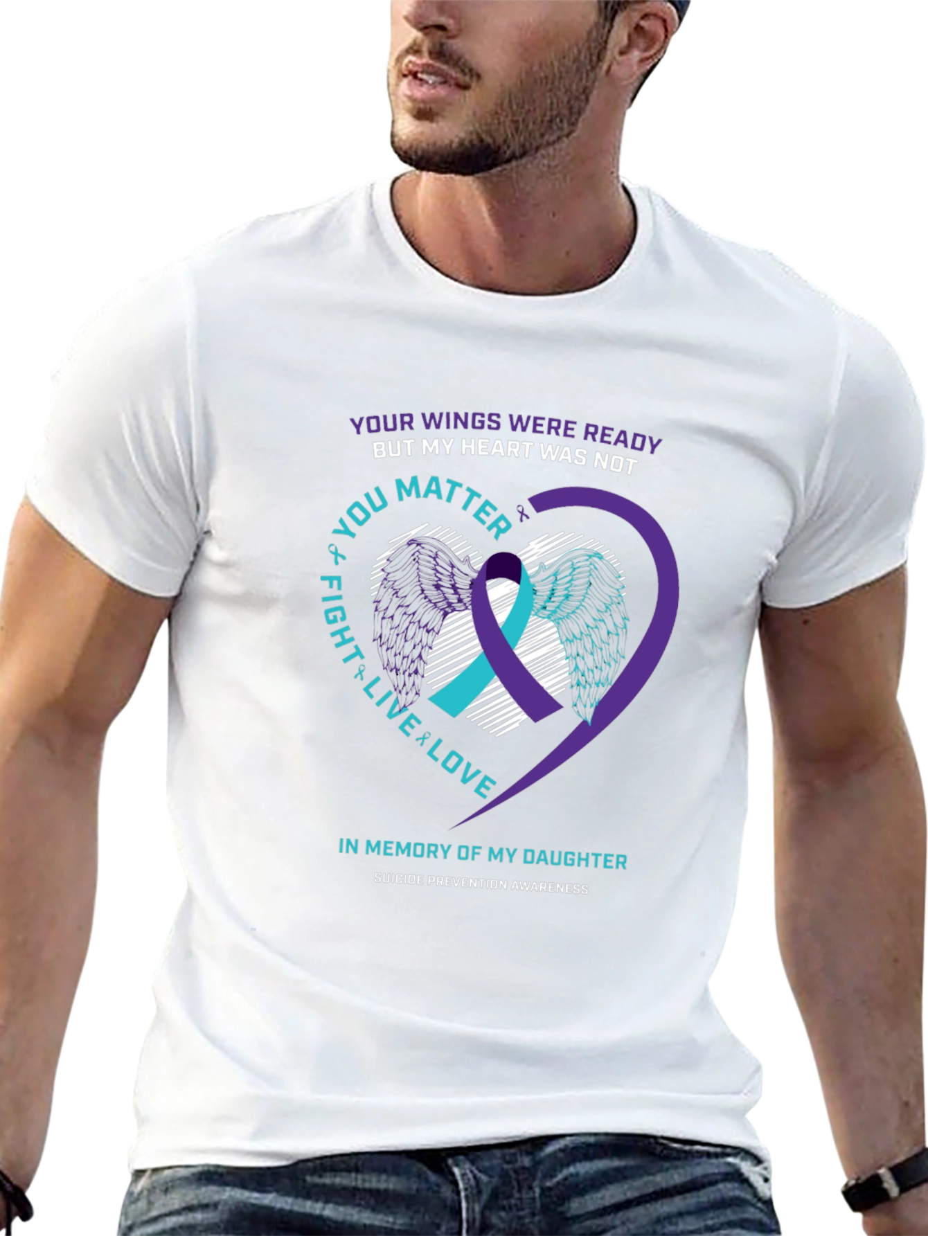 Suicide Awareness T-Shirt - Wings & Heart