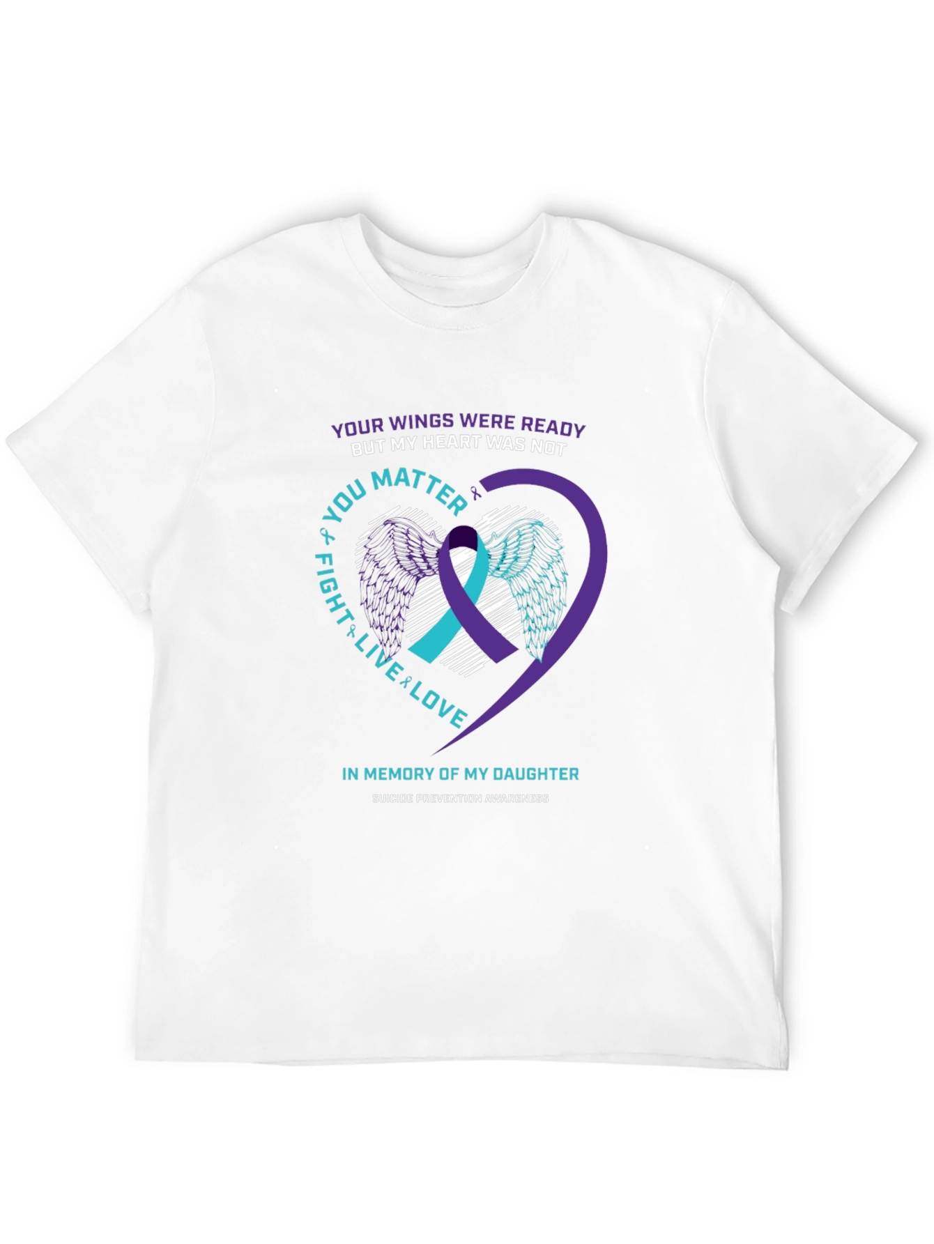 Suicide Awareness T-Shirt - Wings & Heart