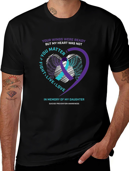 Suicide Awareness T-Shirt - Wings & Heart