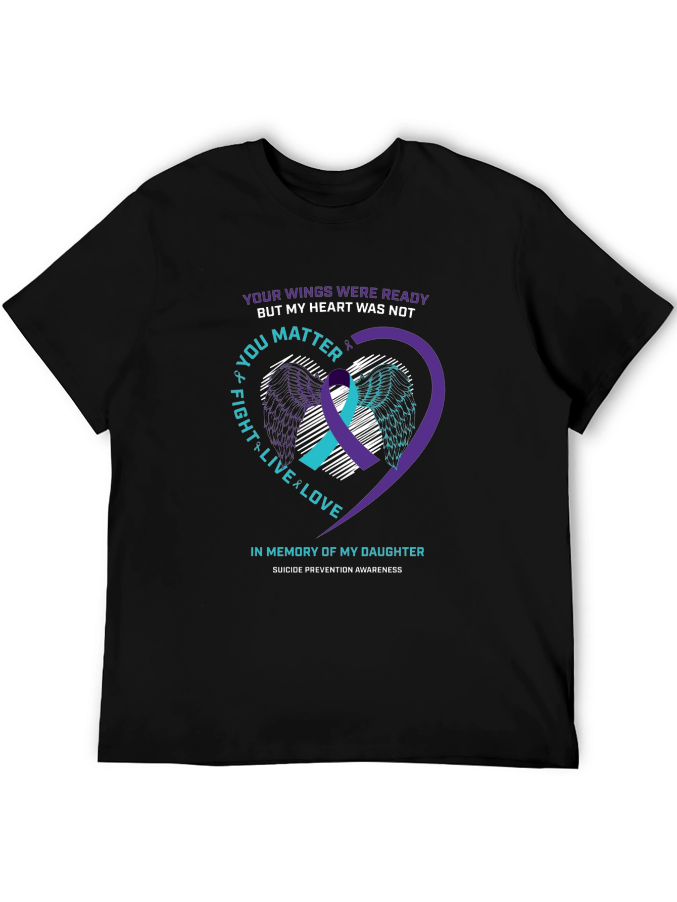 Suicide Awareness T-Shirt - Wings & Heart