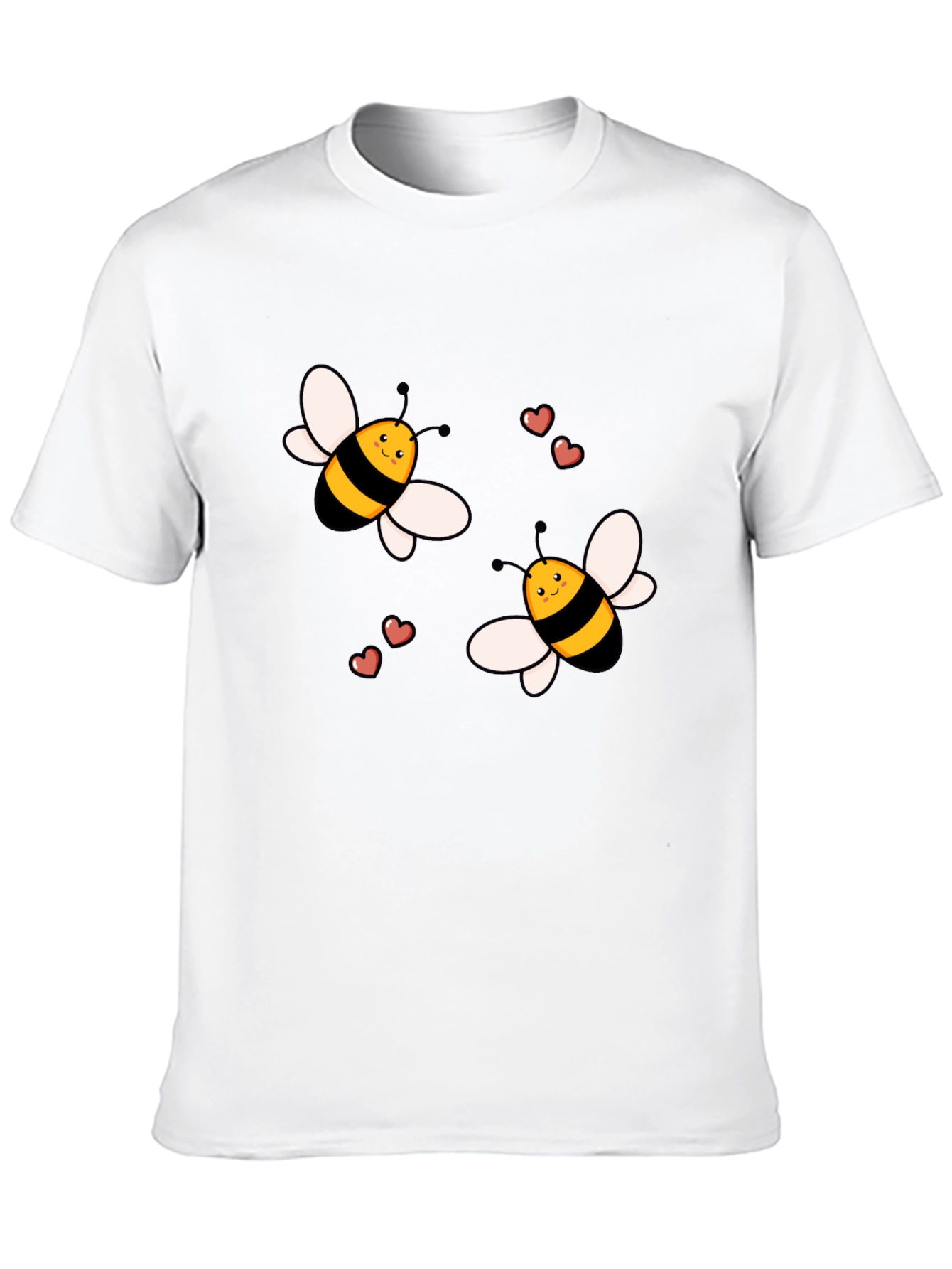 Cute Cartoon Bee T-Shirt Black Cotton Crew Neck