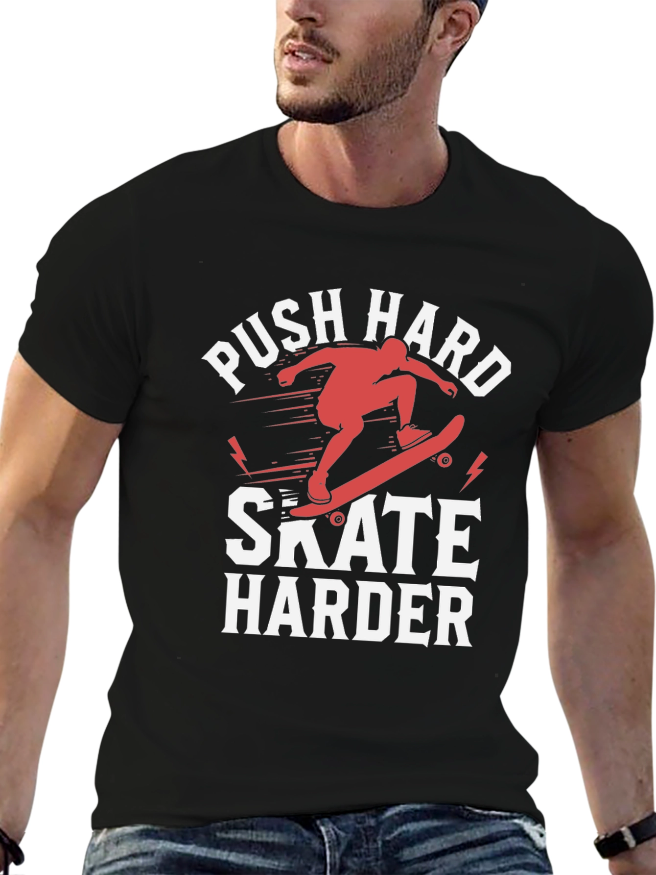 Push Hard Skate Harder Graphic T-Shirt