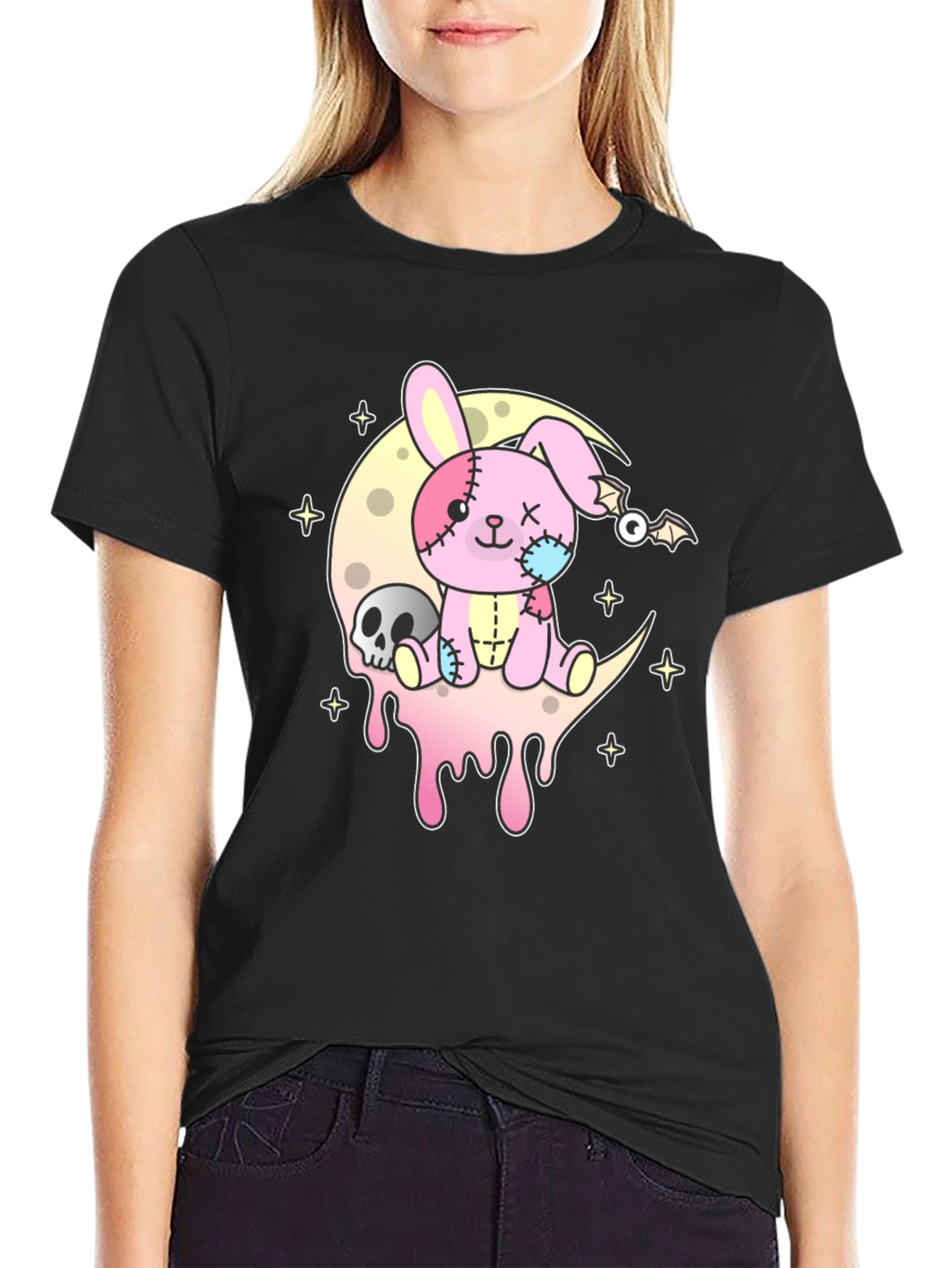 Pastel Goth Creepy Cute Bunny Moon T-Shirt