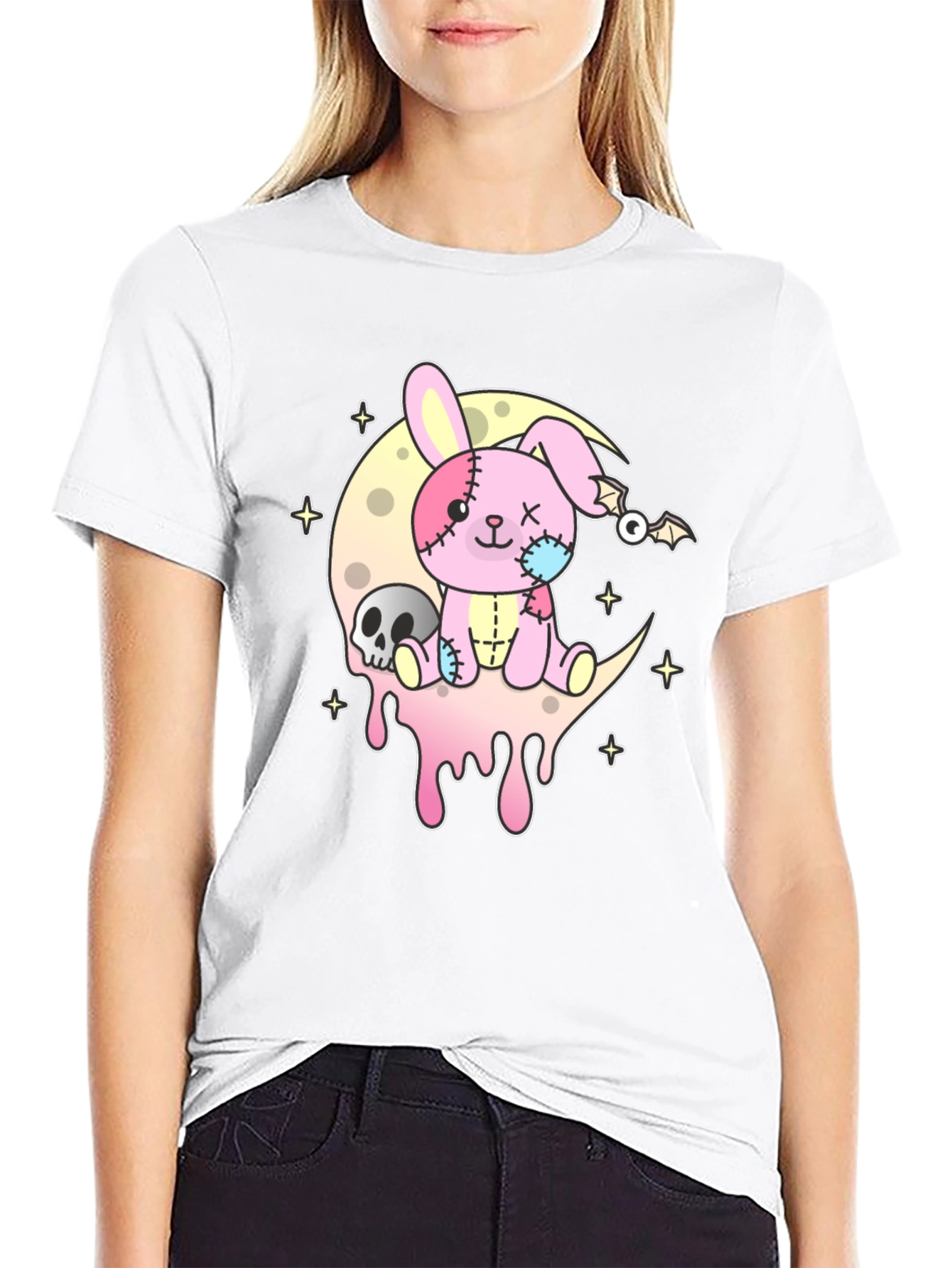 Pastel Goth Creepy Cute Bunny Moon T-Shirt