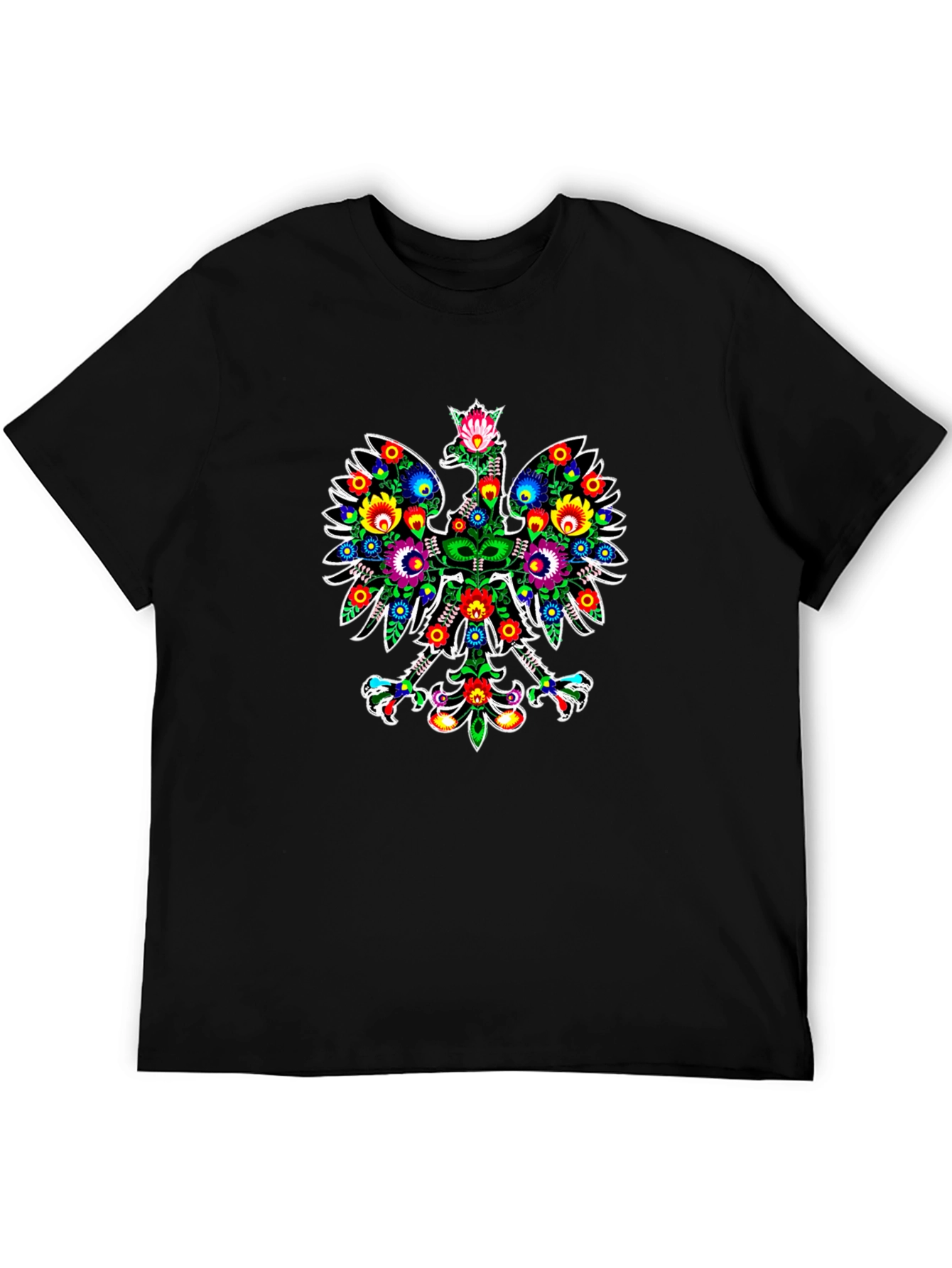Polish Folk Art Eagle Graphic Black T-Shirt