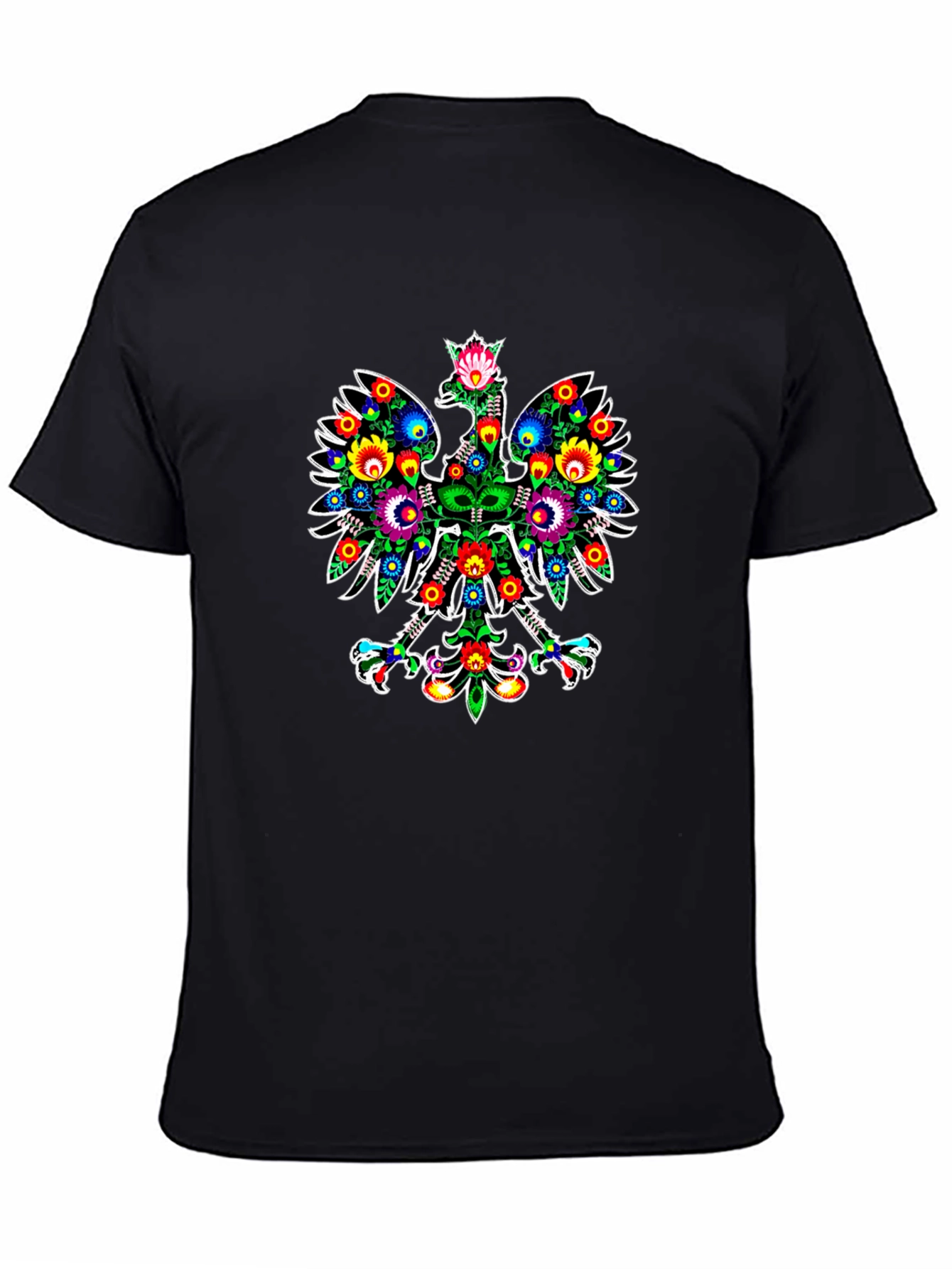 Polish Folk Art Eagle Graphic Black T-Shirt