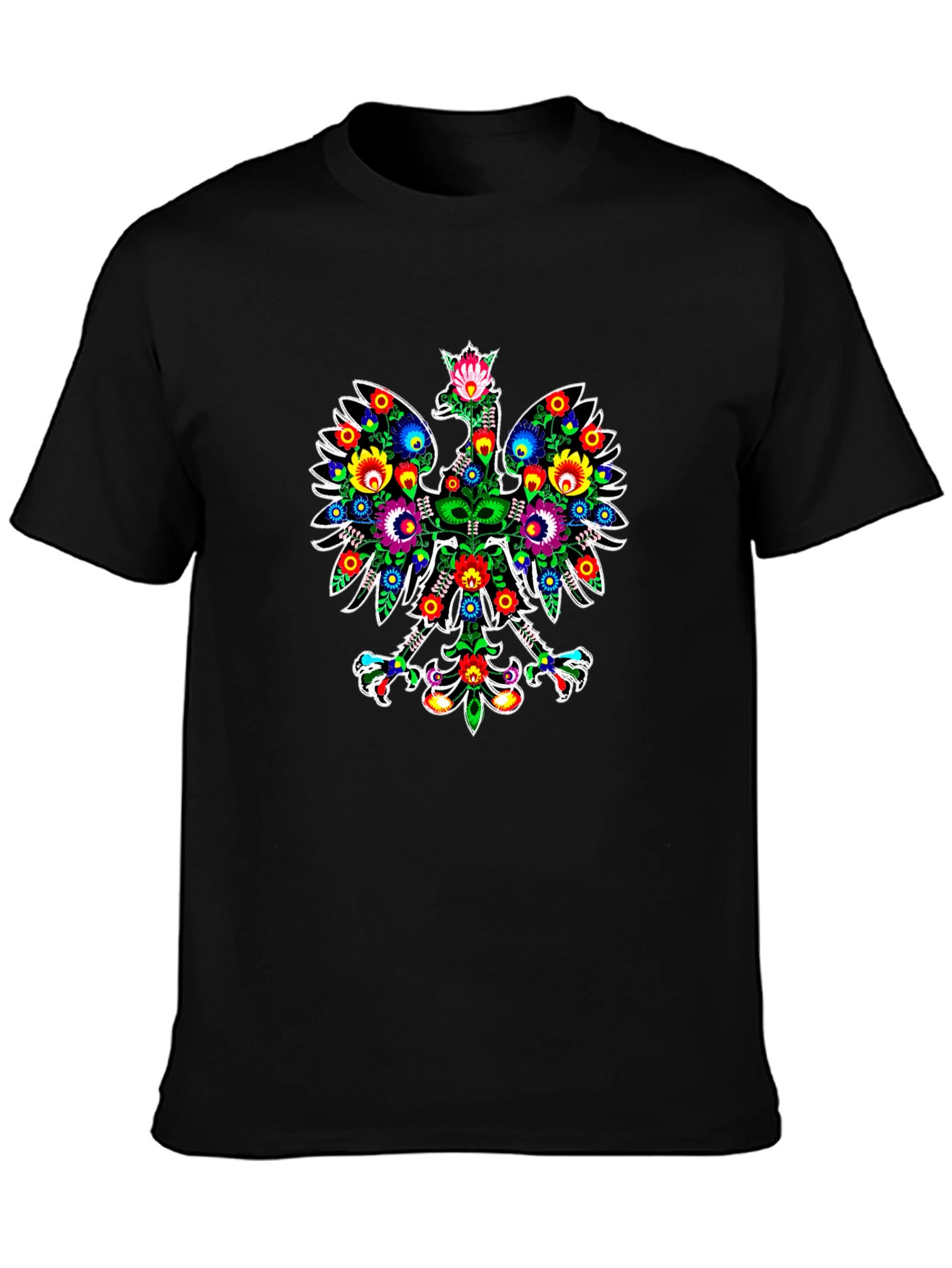 Polish Folk Art Eagle Graphic Black T-Shirt
