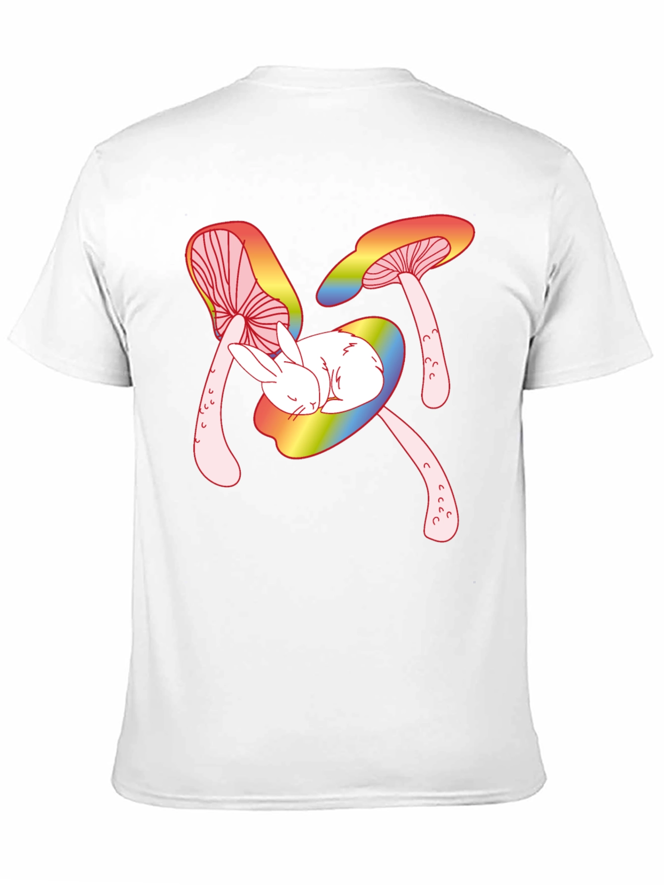 Mushroom Bunny Graphic Tee - Black Cotton T-Shirt