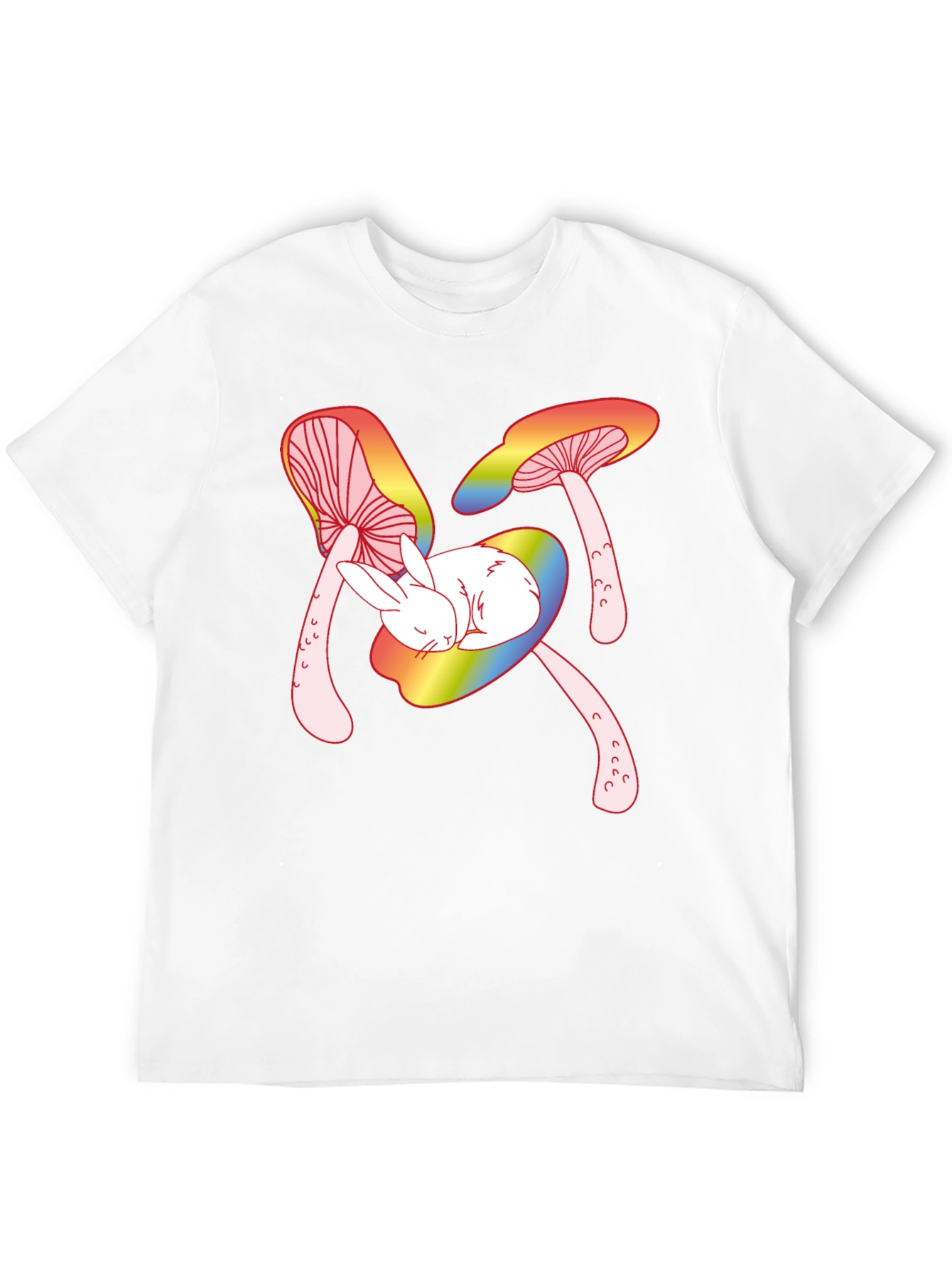 Mushroom Bunny Graphic Tee - Black Cotton T-Shirt