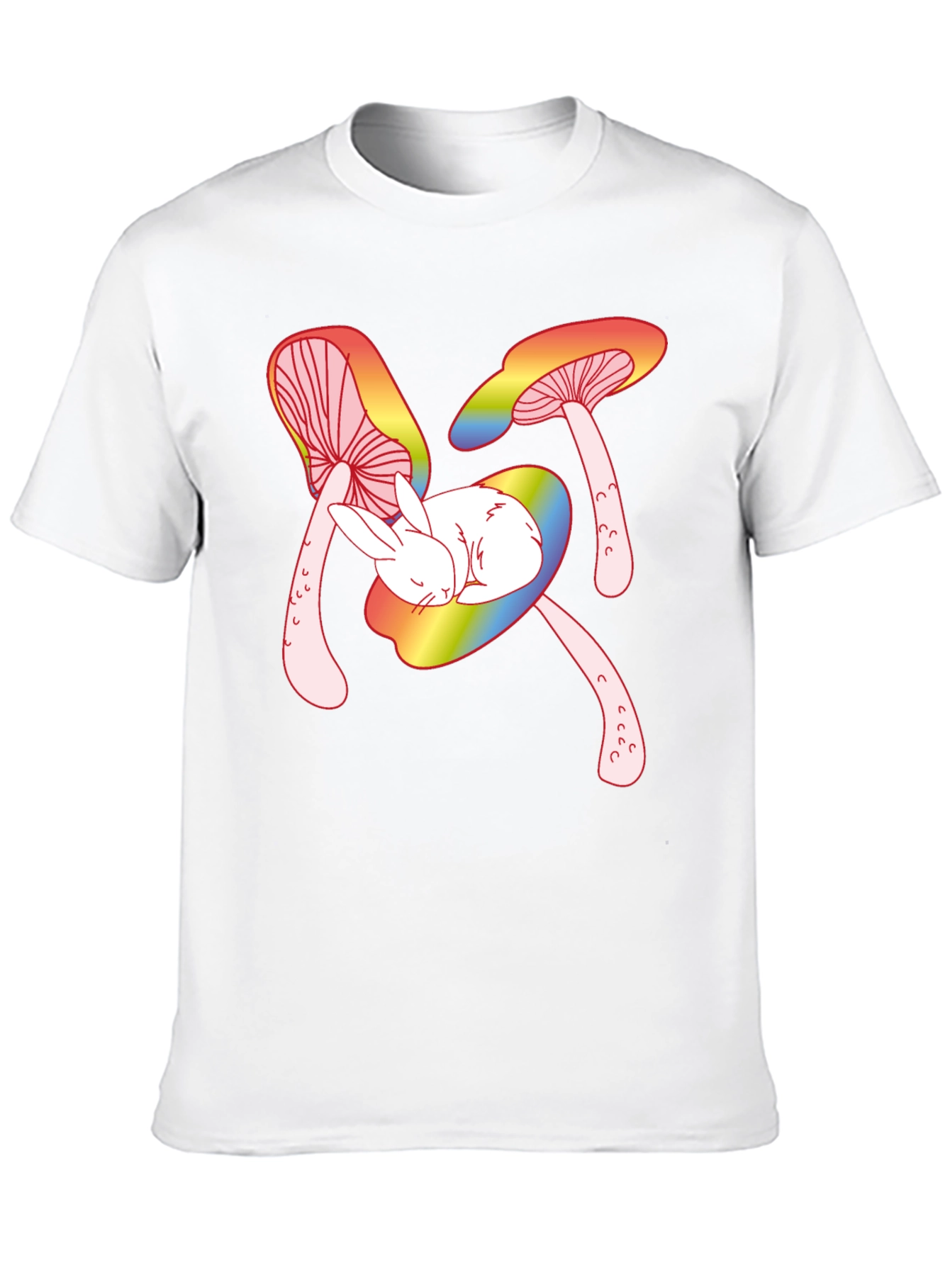 Mushroom Bunny Graphic Tee - Black Cotton T-Shirt