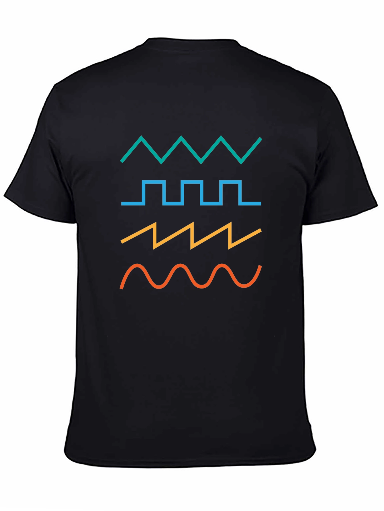 Geometric Waveform Graphic T-Shirt - Black