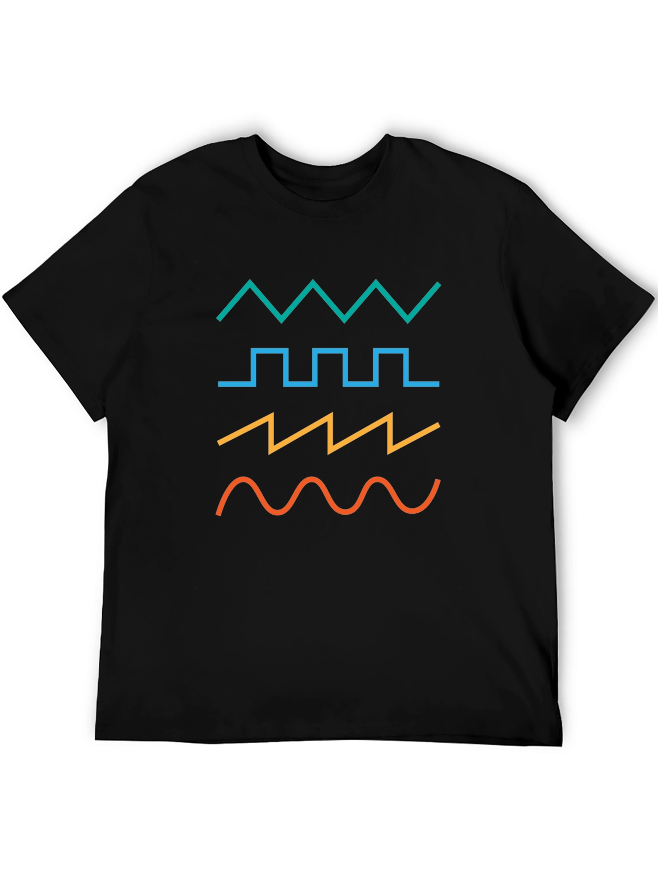 Geometric Waveform Graphic T-Shirt - Black