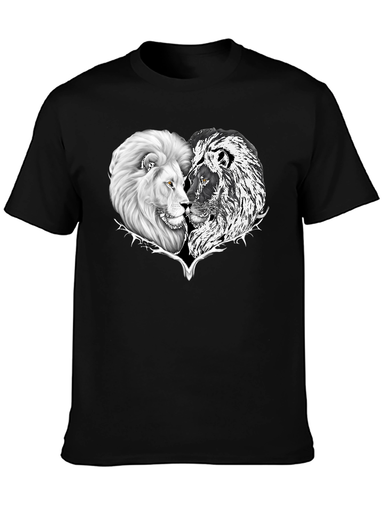 Yin Yang Lion Heart Graphic Tee - Black