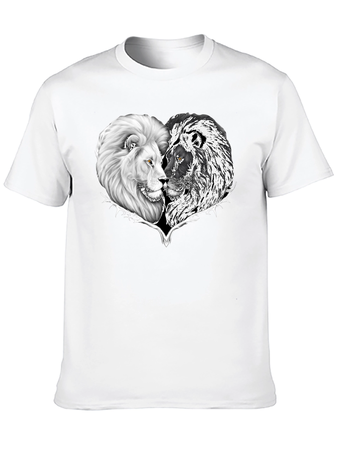 Yin Yang Lion Heart Graphic Tee - Black