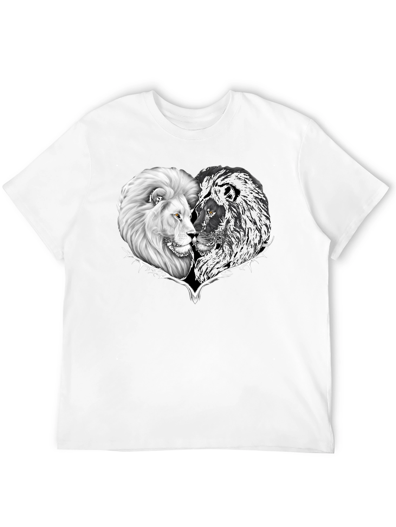 Yin Yang Lion Heart Graphic Tee - Black