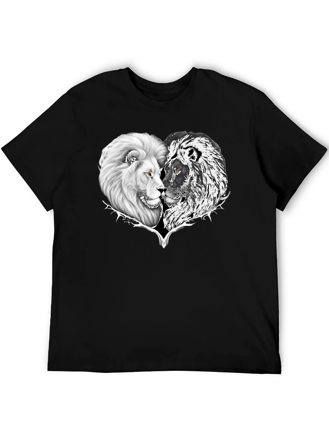 Yin Yang Lion Heart Graphic Tee - Black