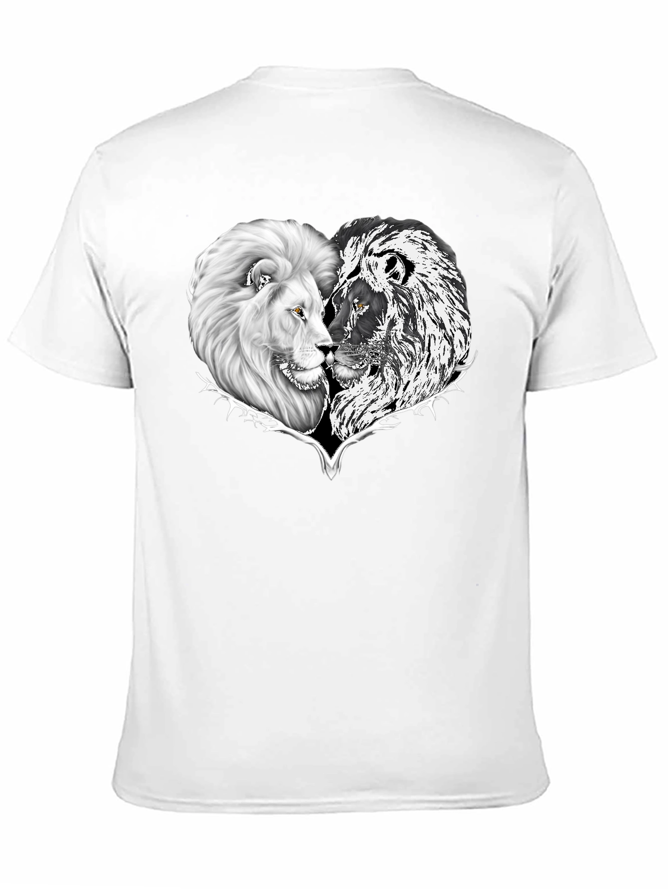 Yin Yang Lion Heart Graphic Tee - Black
