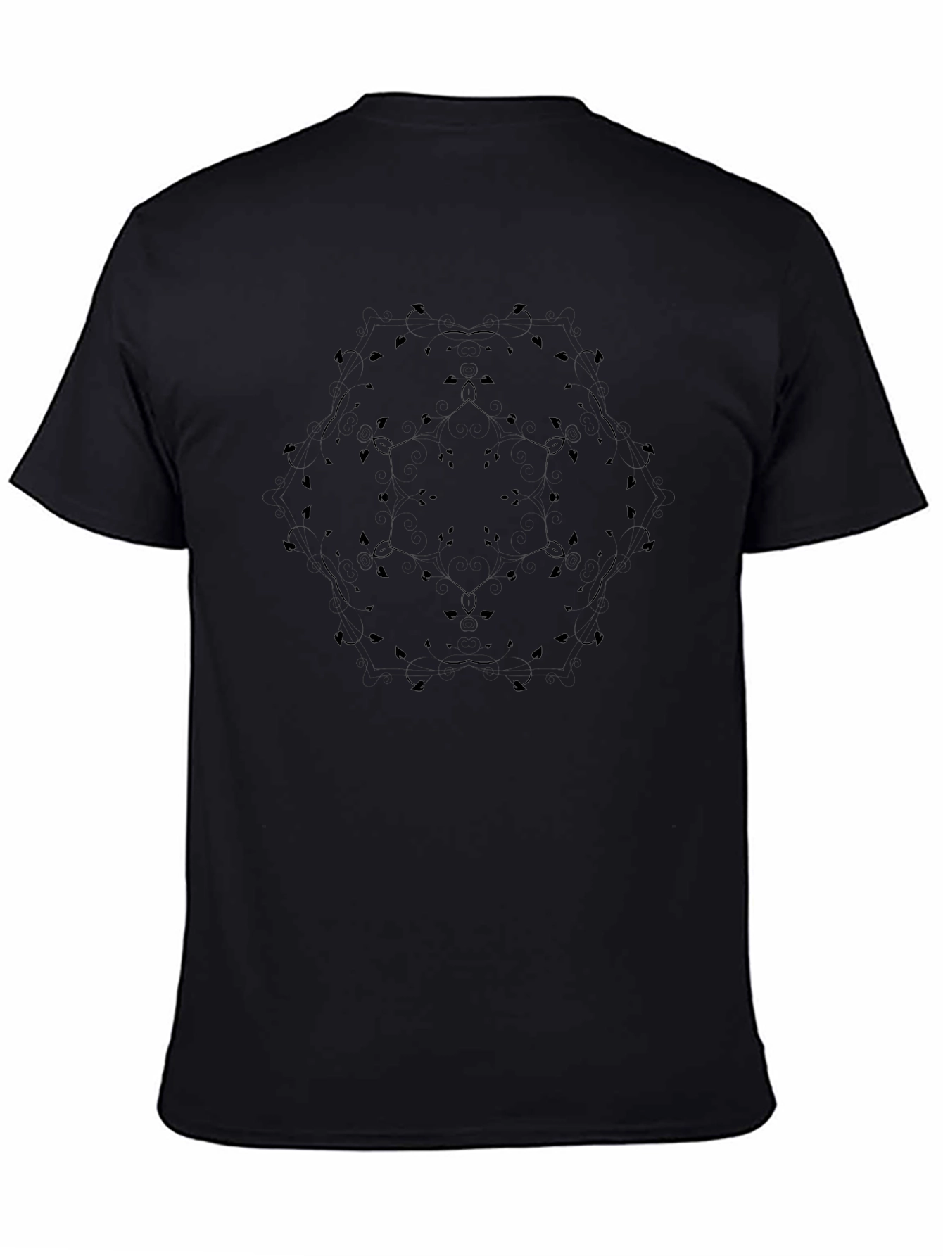 Modern Black Tee with Geometric Mandala Design