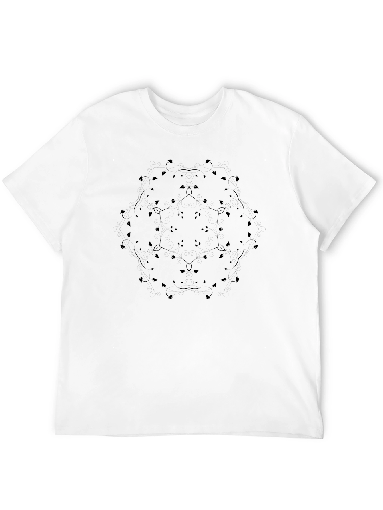 Modern Black Tee with Geometric Mandala Design