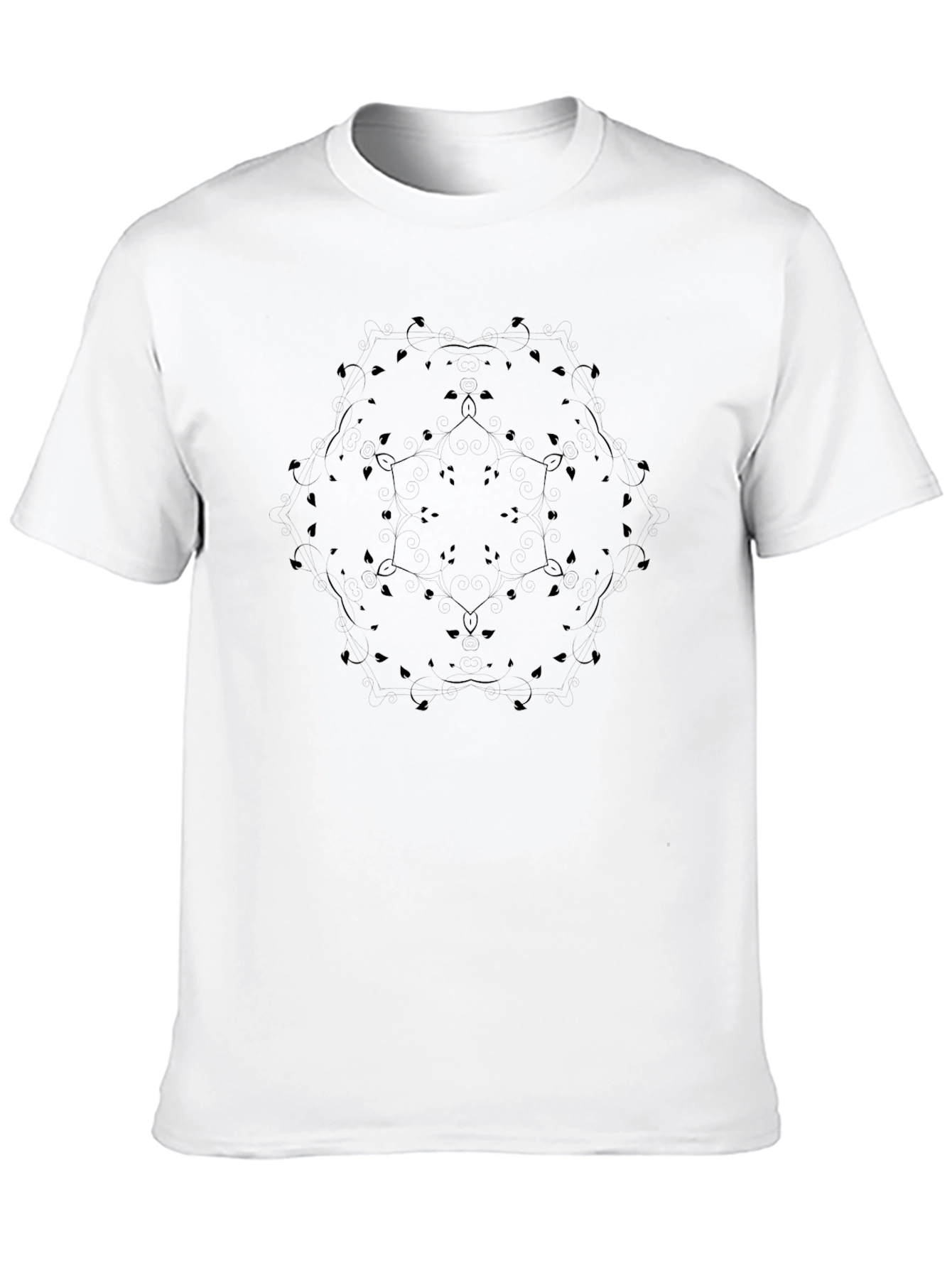 Modern Black Tee with Geometric Mandala Design