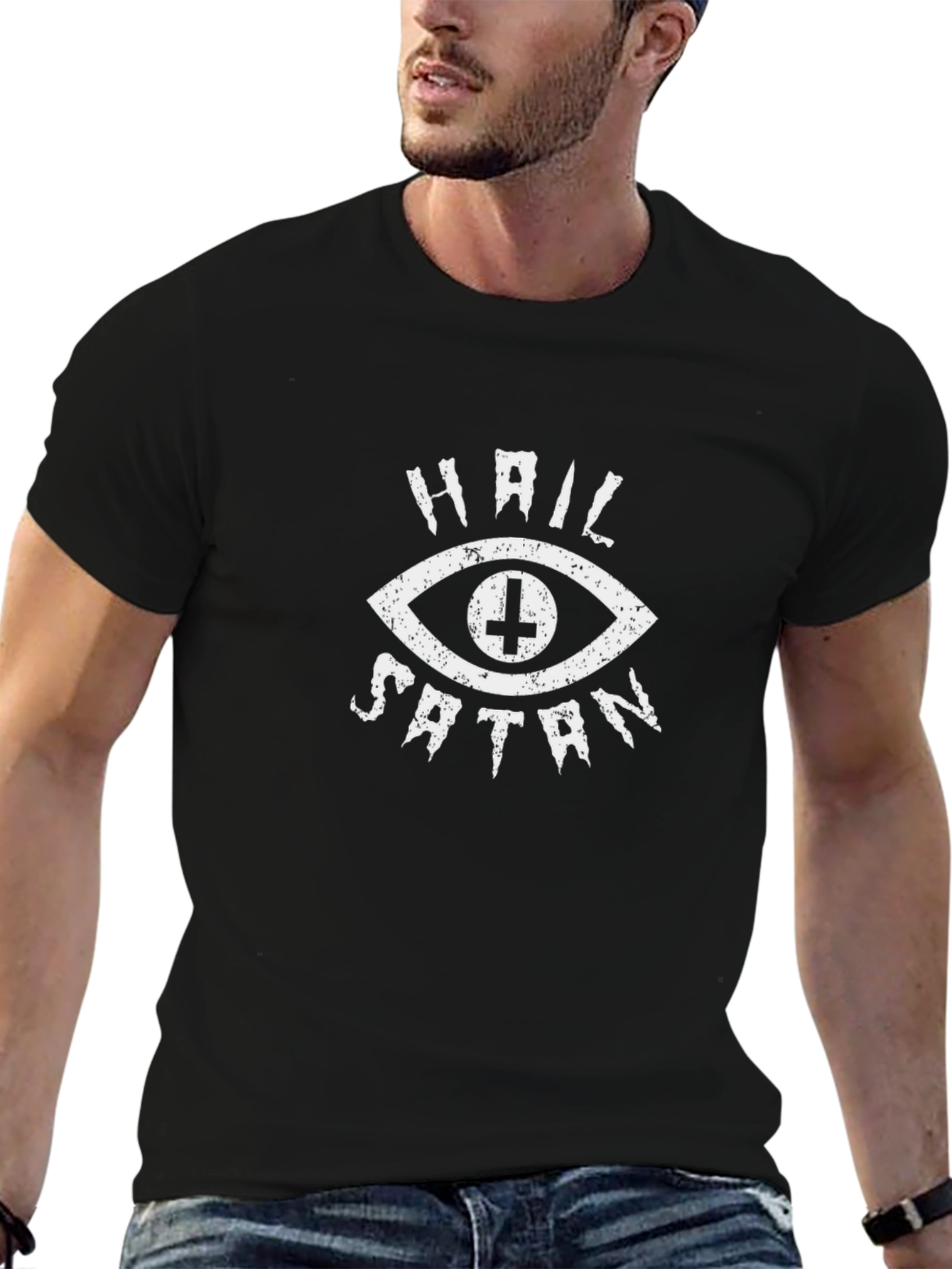 Hail Satan Graphic Tee - Black Cotton T-Shirt