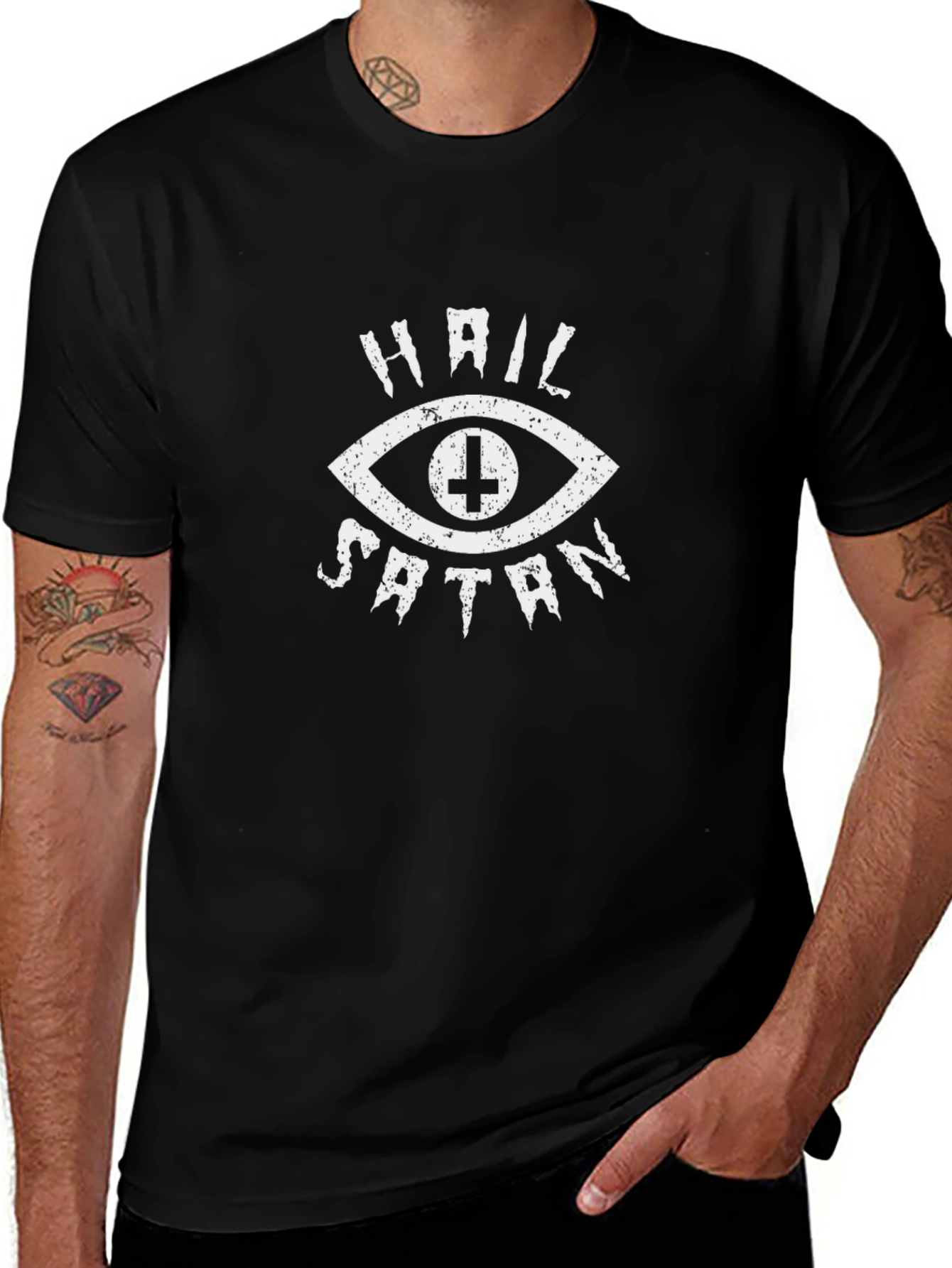 Hail Satan Graphic Tee - Black Cotton T-Shirt