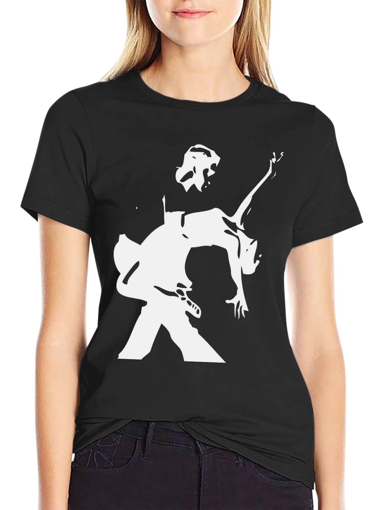 Silhouetted Musician Graphic Black T-Shirt