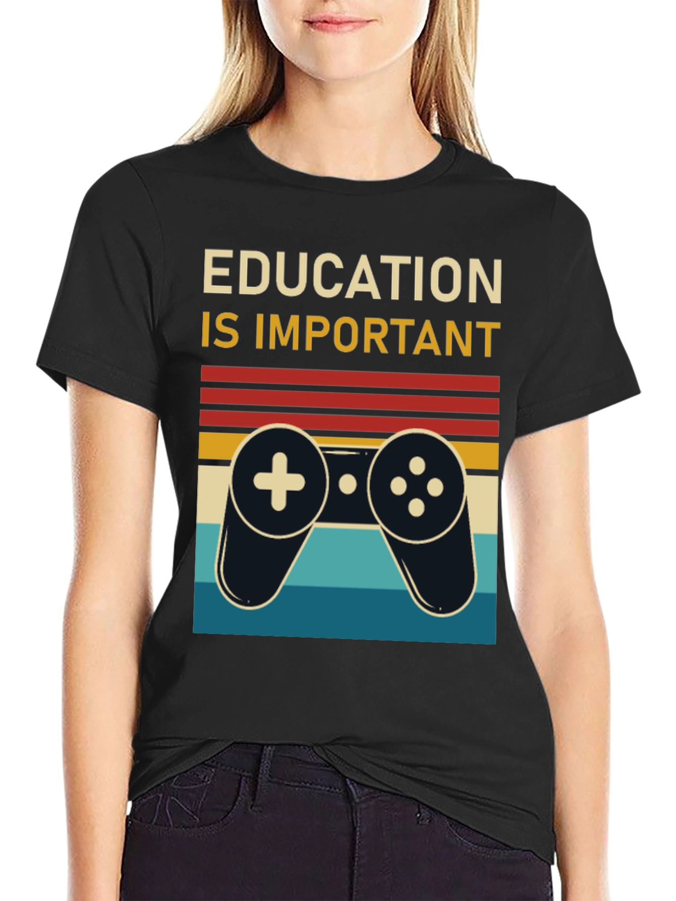 Education is Important Retro Gamer T-Shirt