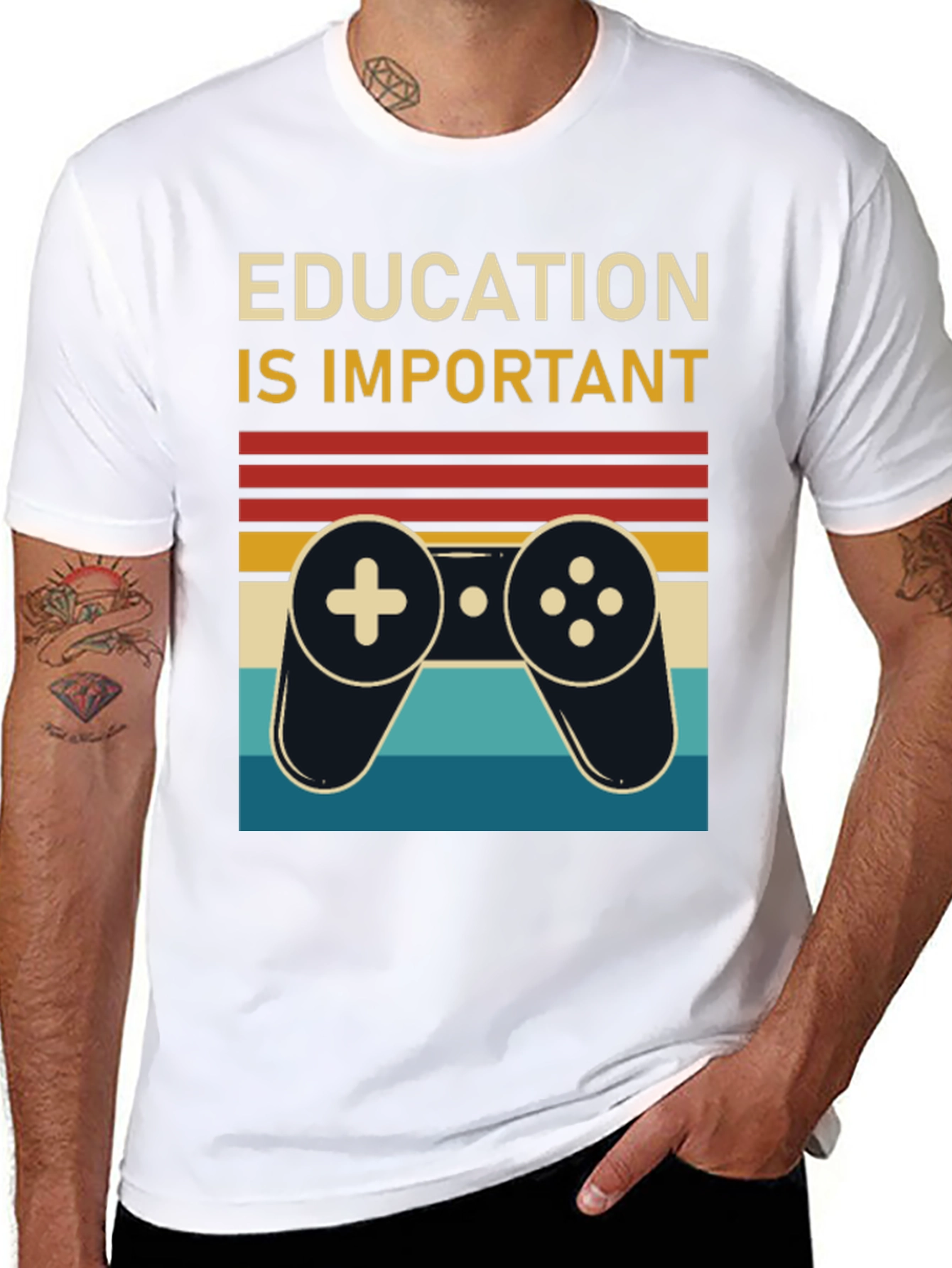 Education is Important Retro Gamer T-Shirt