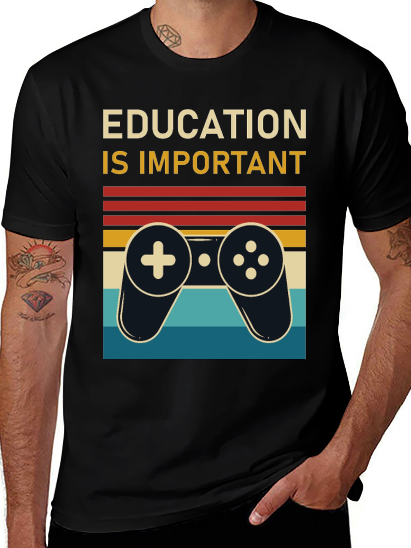 Education is Important Retro Gamer T-Shirt