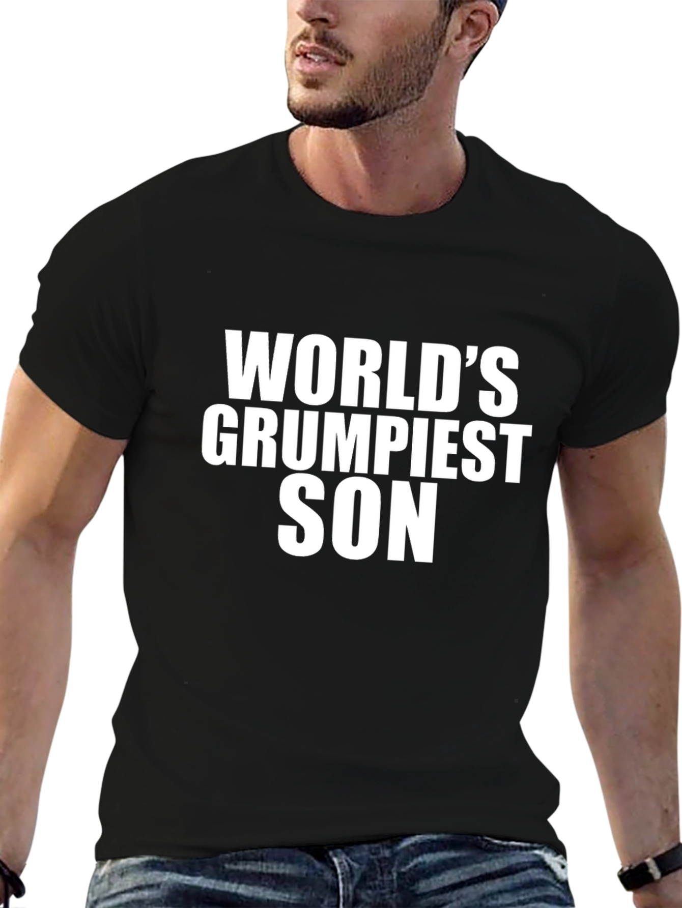 Worlds Grumpiest Son Black T-Shirt Novelty Gift