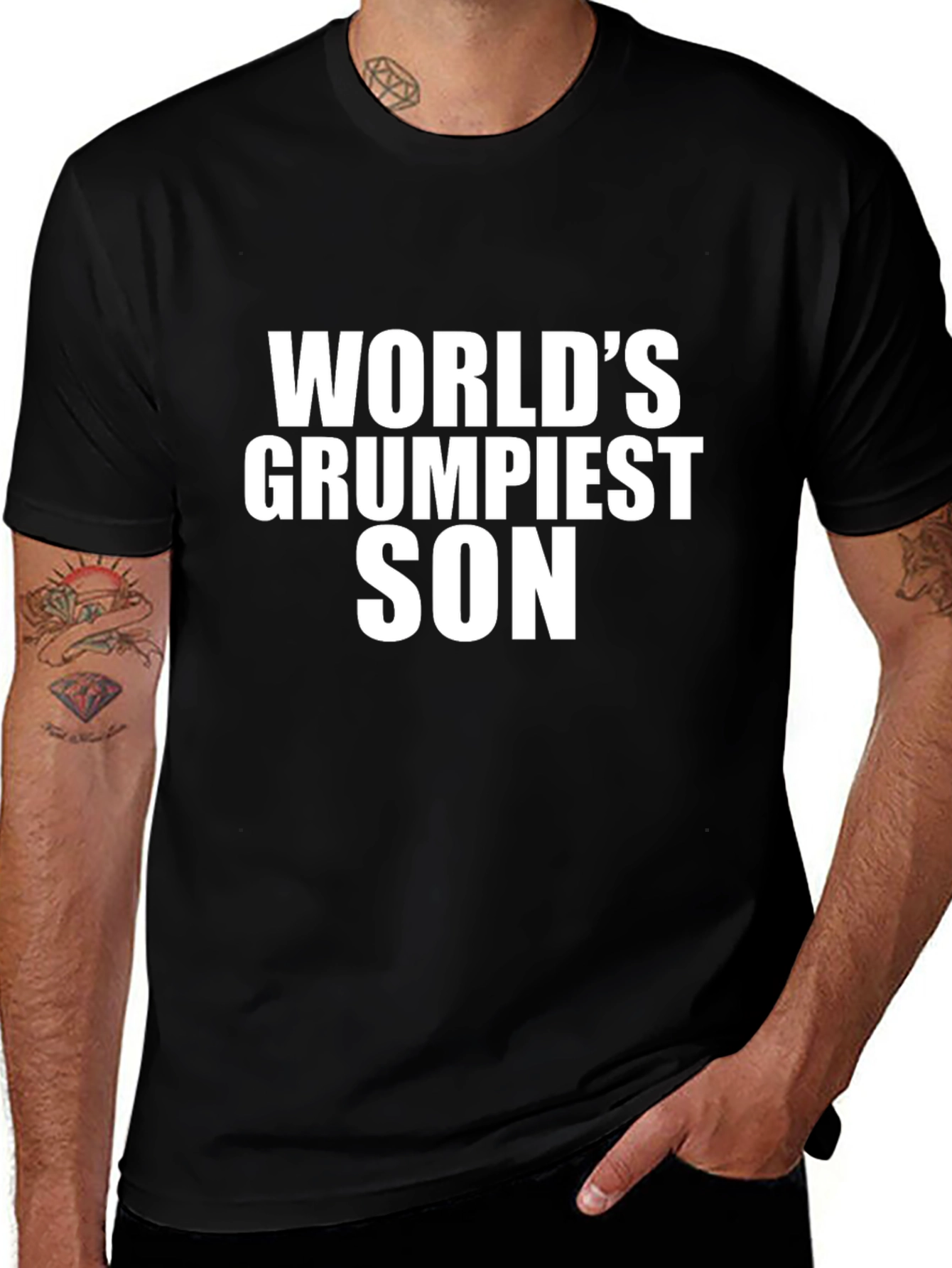 Worlds Grumpiest Son Black T-Shirt Novelty Gift