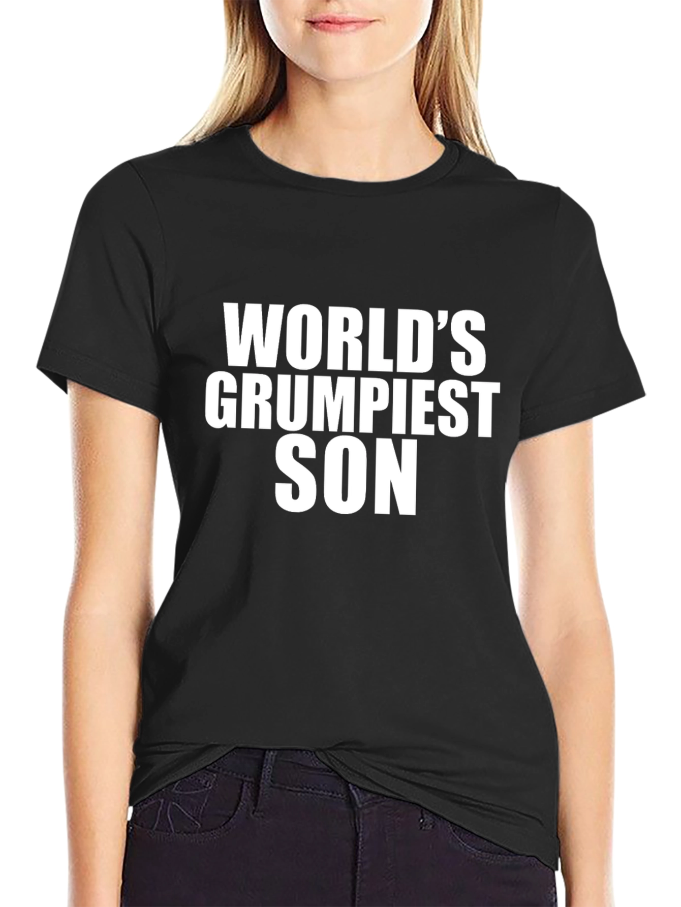 Worlds Grumpiest Son Black T-Shirt Novelty Gift