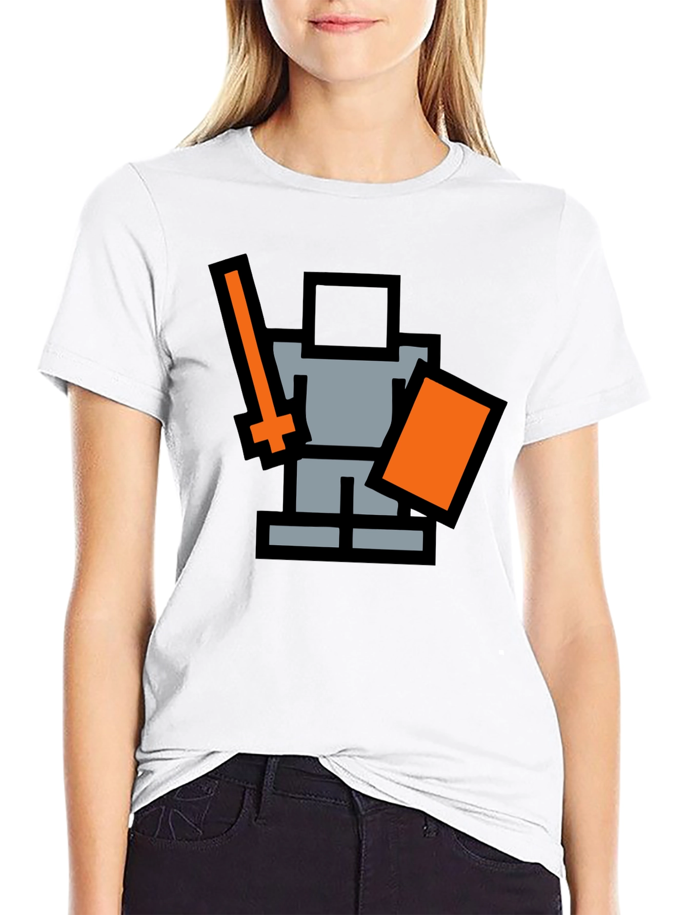 Pixel Knight Black T-Shirt - Retro Gaming Style