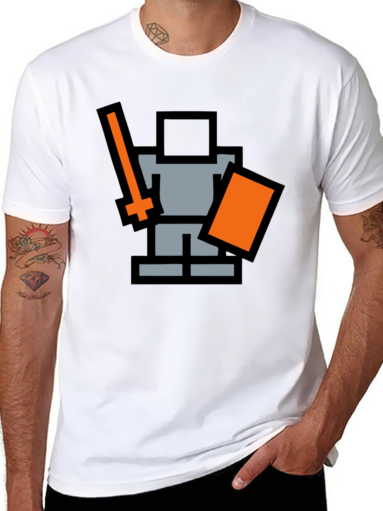Pixel Knight Black T-Shirt - Retro Gaming Style