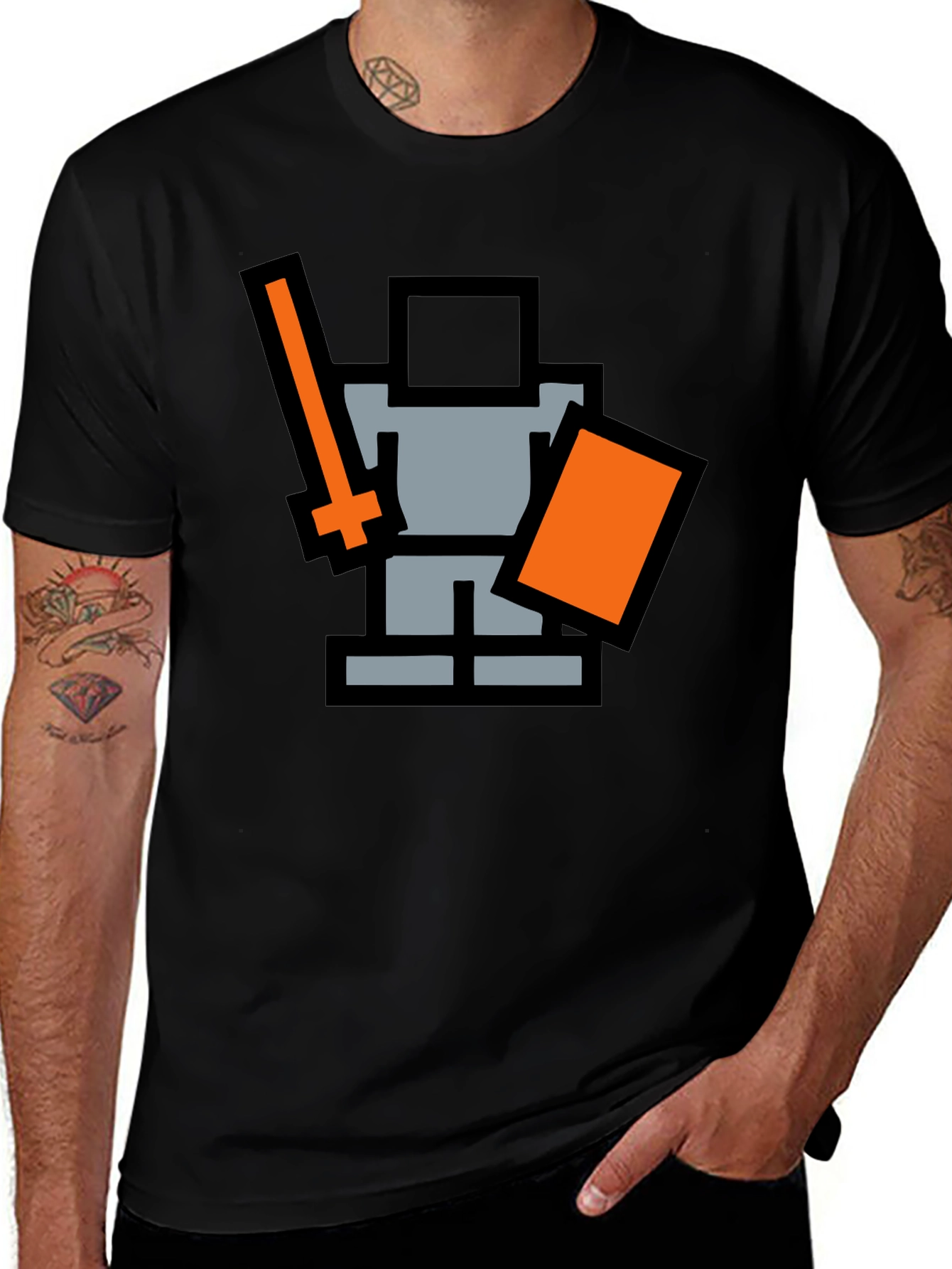 Pixel Knight Black T-Shirt - Retro Gaming Style