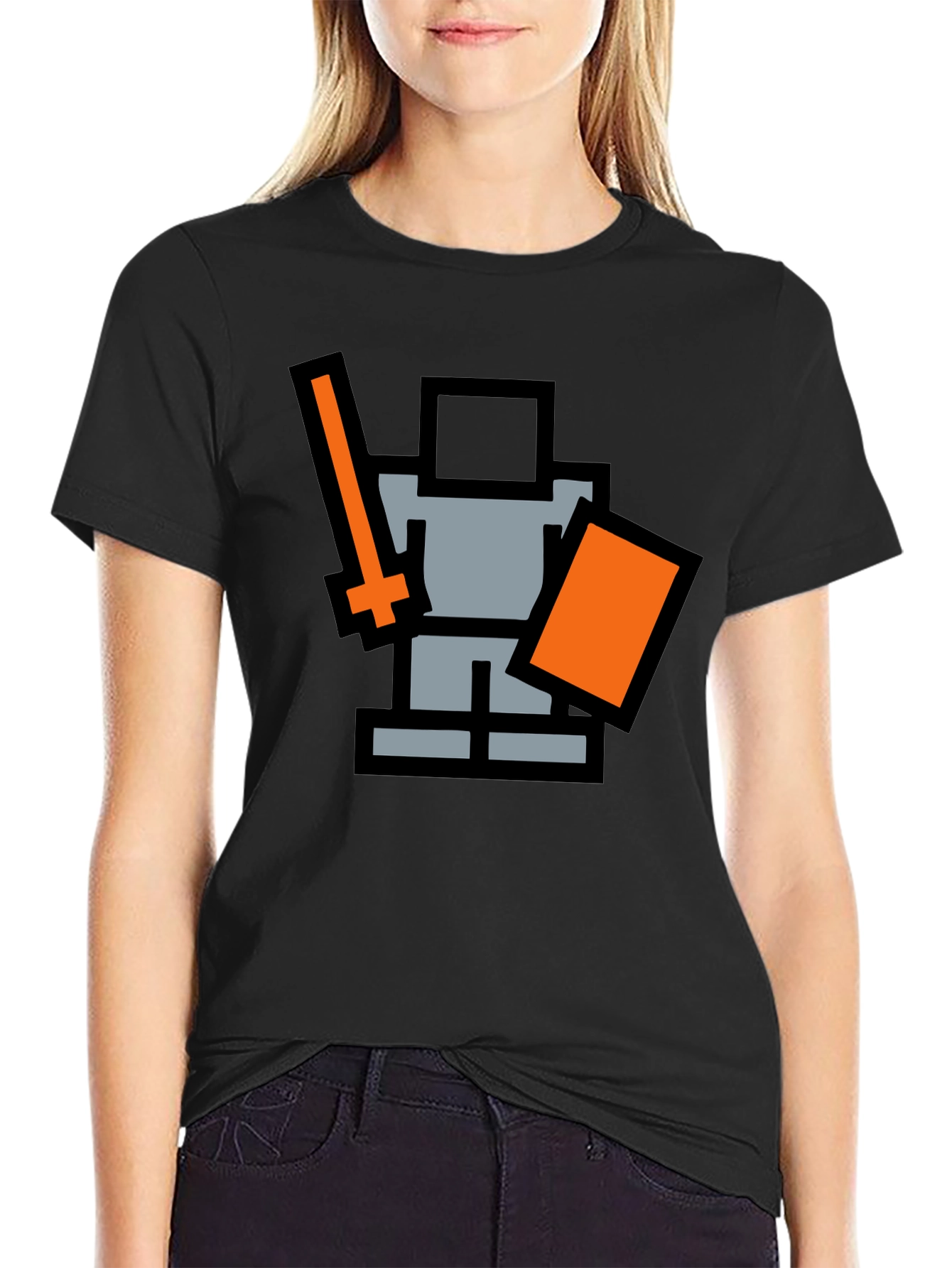 Pixel Knight Black T-Shirt - Retro Gaming Style