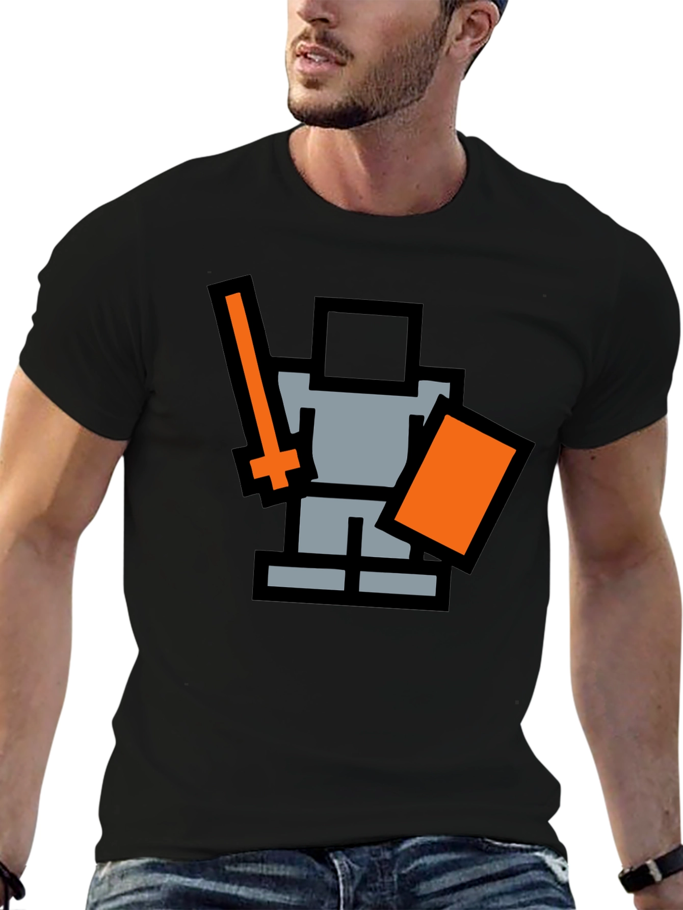 Pixel Knight Black T-Shirt - Retro Gaming Style