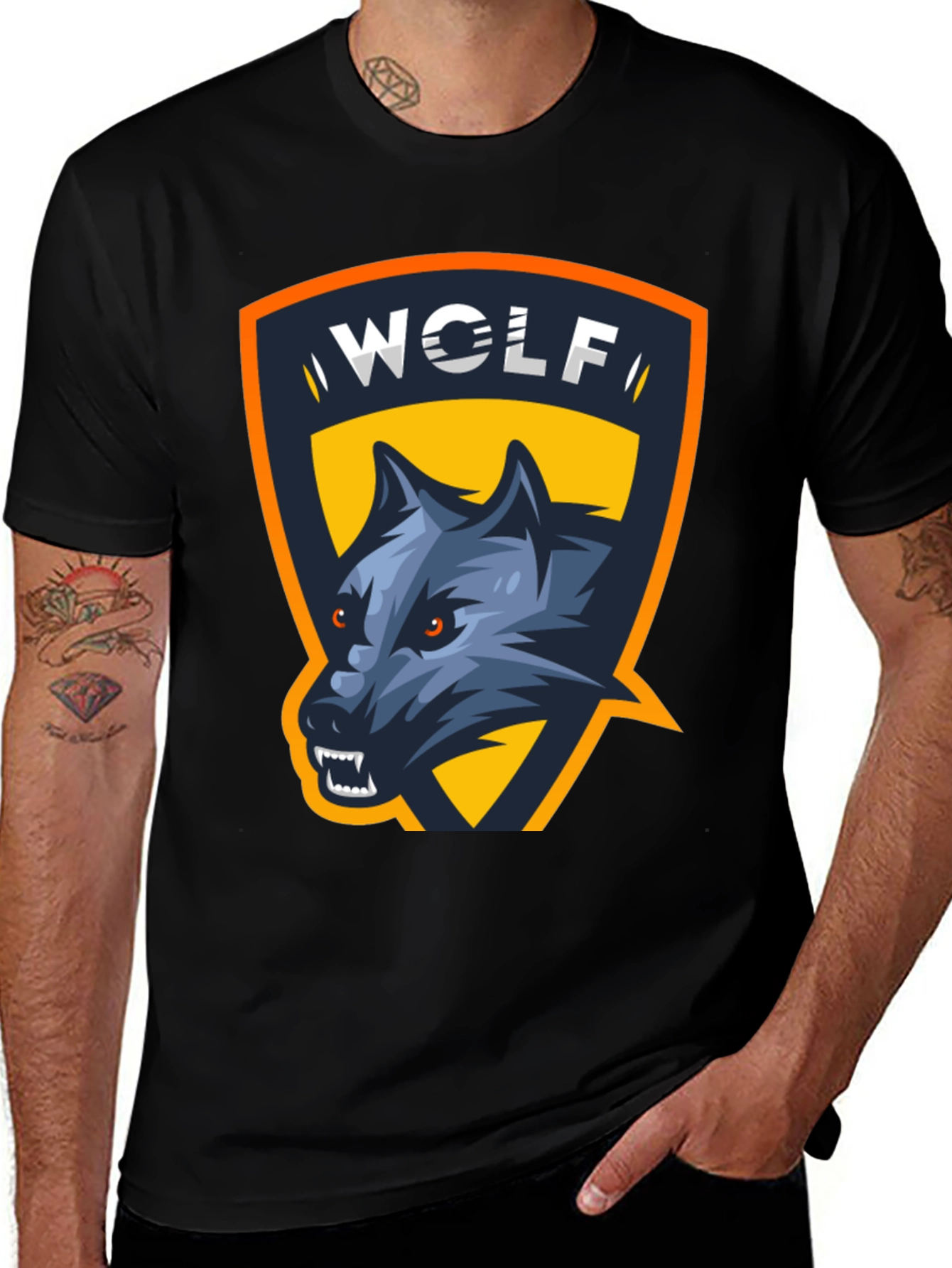 Wolf Graphic Tee - Black Cotton T-Shirt