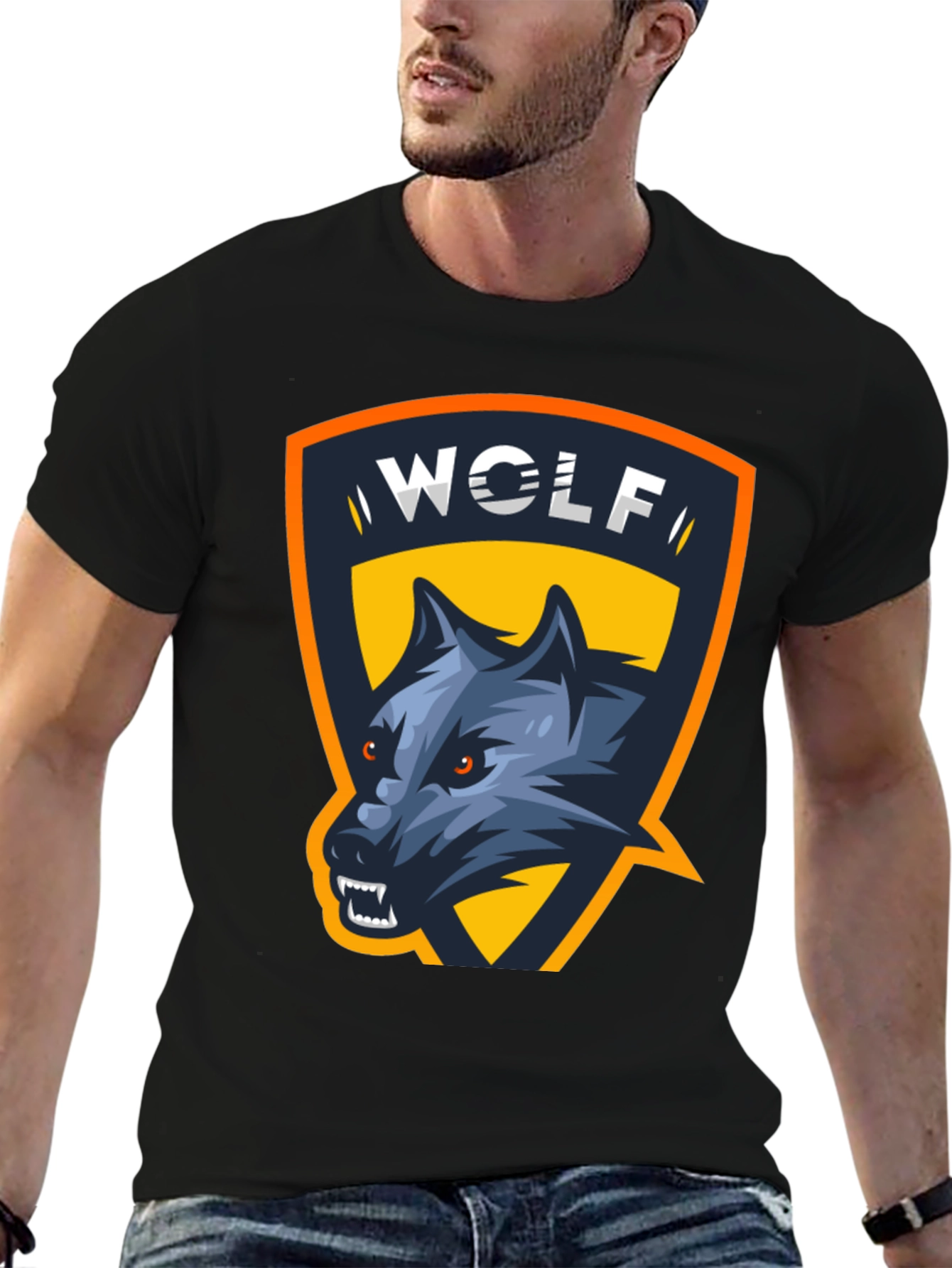 Wolf Graphic Tee - Black Cotton T-Shirt