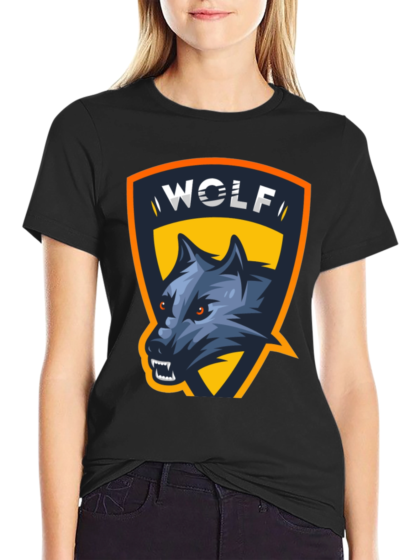 Wolf Graphic Tee - Black Cotton T-Shirt