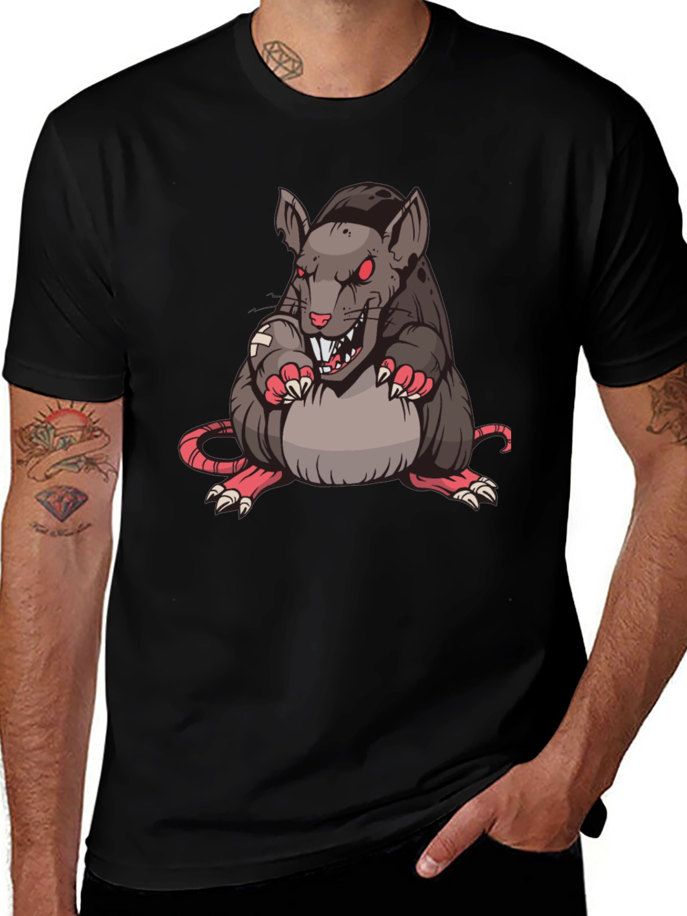 Rat Graphic T-Shirt - Black Cotton Tee