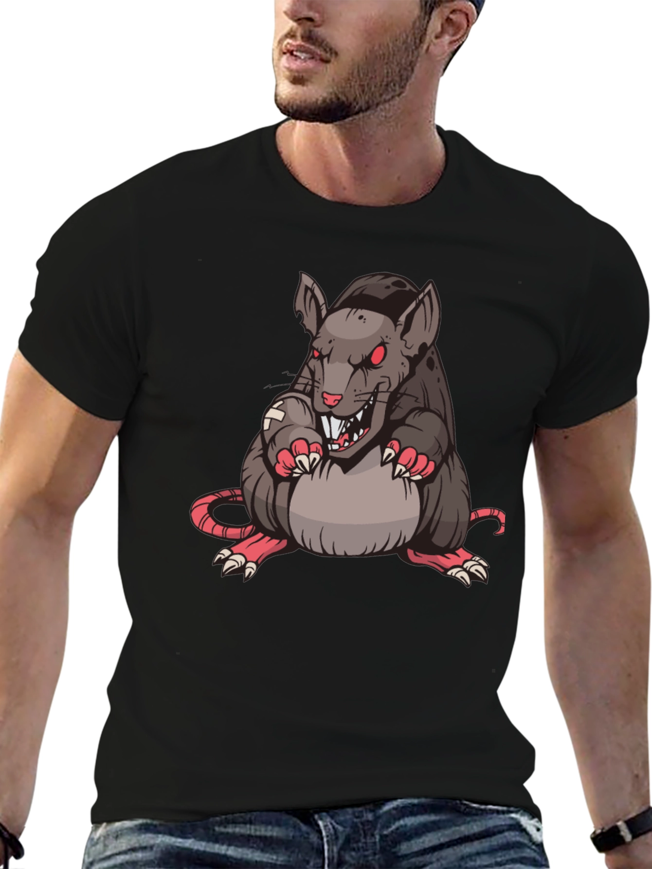Rat Graphic T-Shirt - Black Cotton Tee
