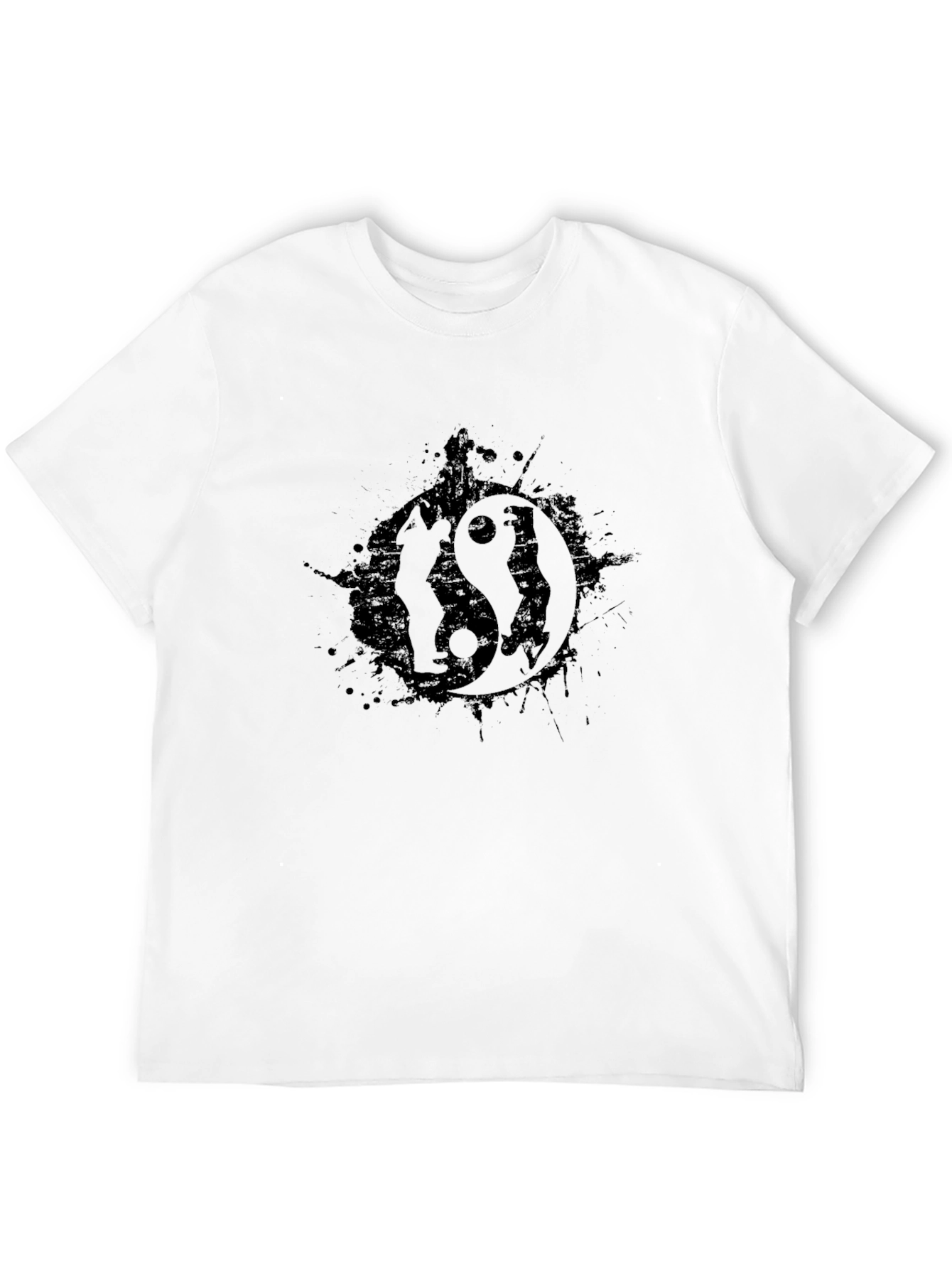 Yin Yang Wolf Graphic T-Shirt - Stylish Black Tee
