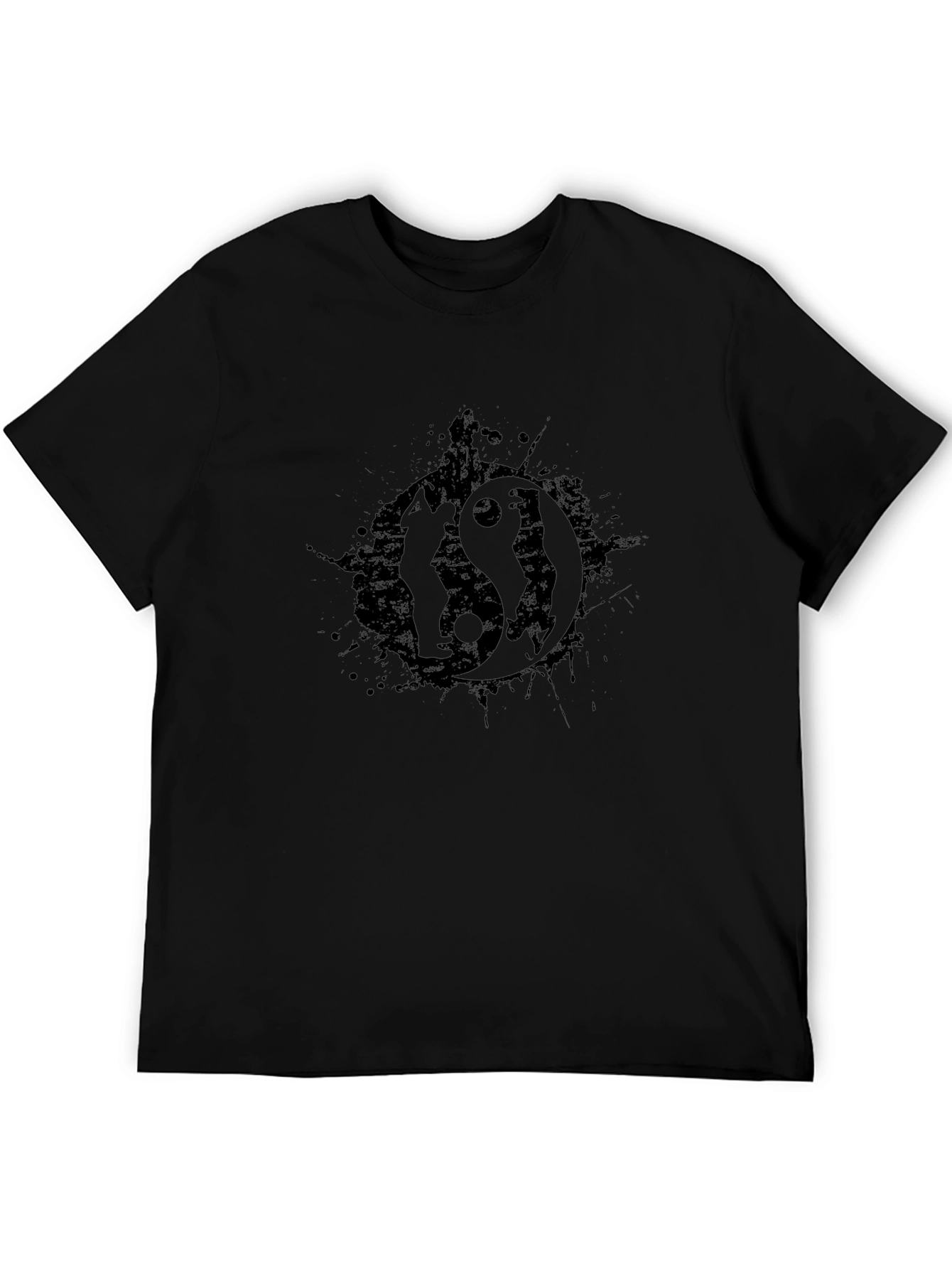 Yin Yang Wolf Graphic T-Shirt - Stylish Black Tee