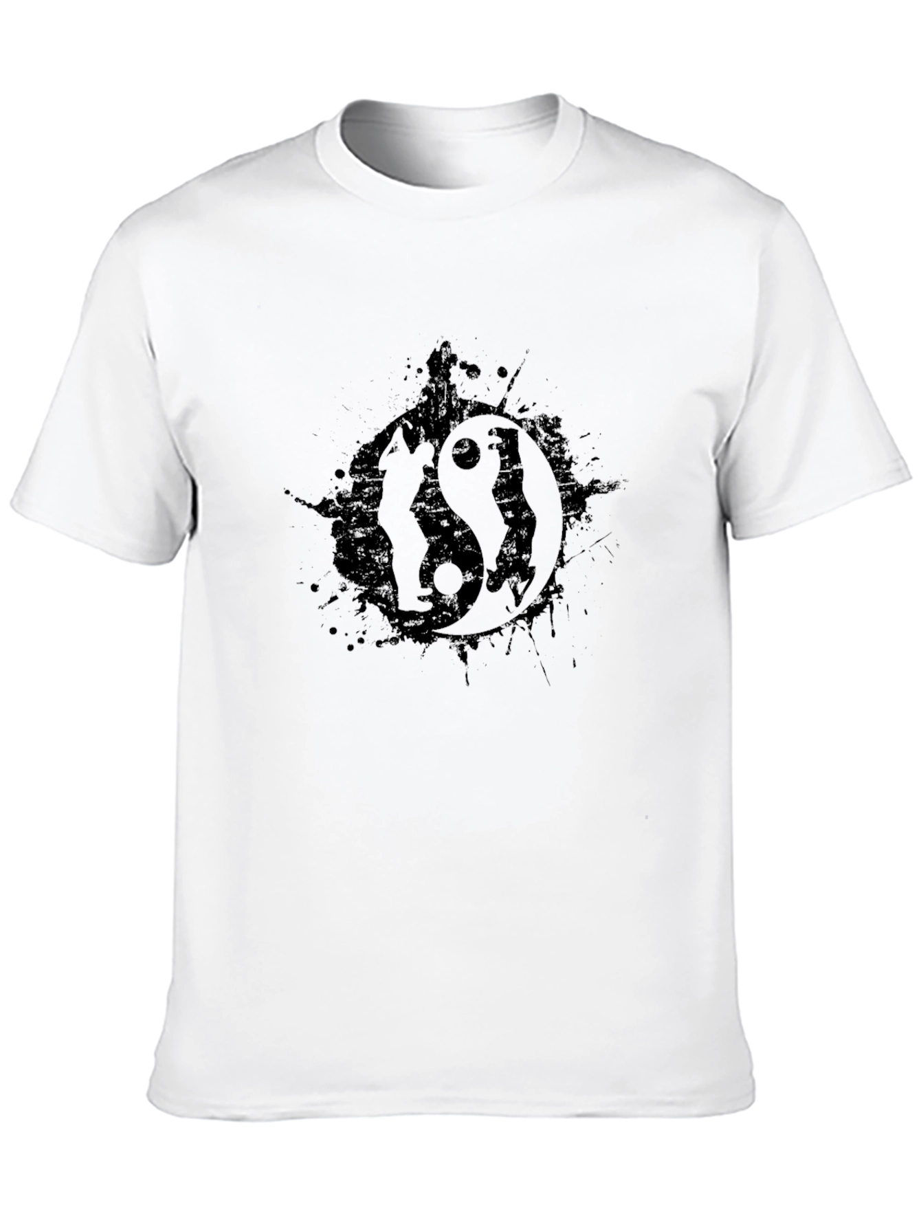 Yin Yang Wolf Graphic T-Shirt - Stylish Black Tee