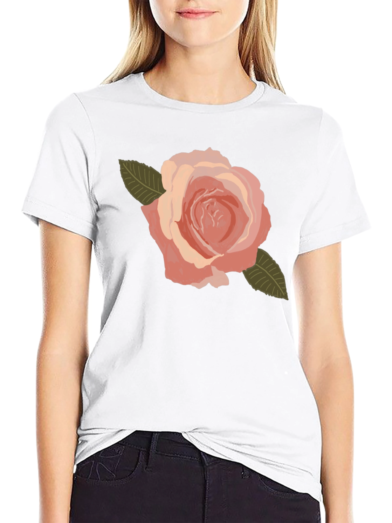 Floral Rose Graphic Tee - Soft Cotton Blend